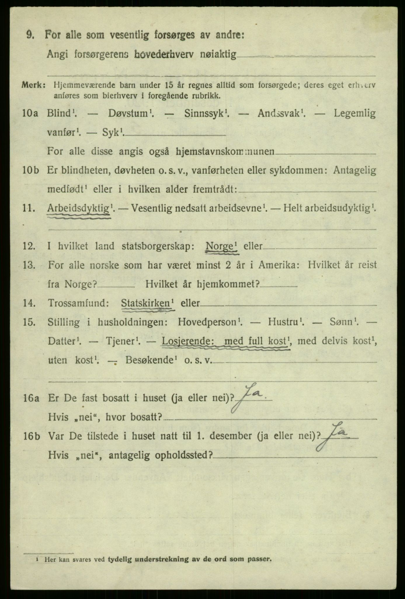 SAB, 1920 census for Aurland, 1920, p. 1823