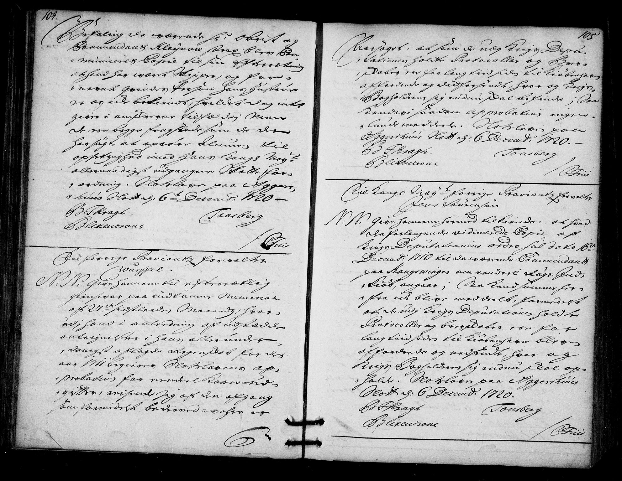Stattholderembetet 1572-1771, AV/RA-EA-2870/Bd/L0013: Ordreprotokoll, 1720-1722, p. 104-105