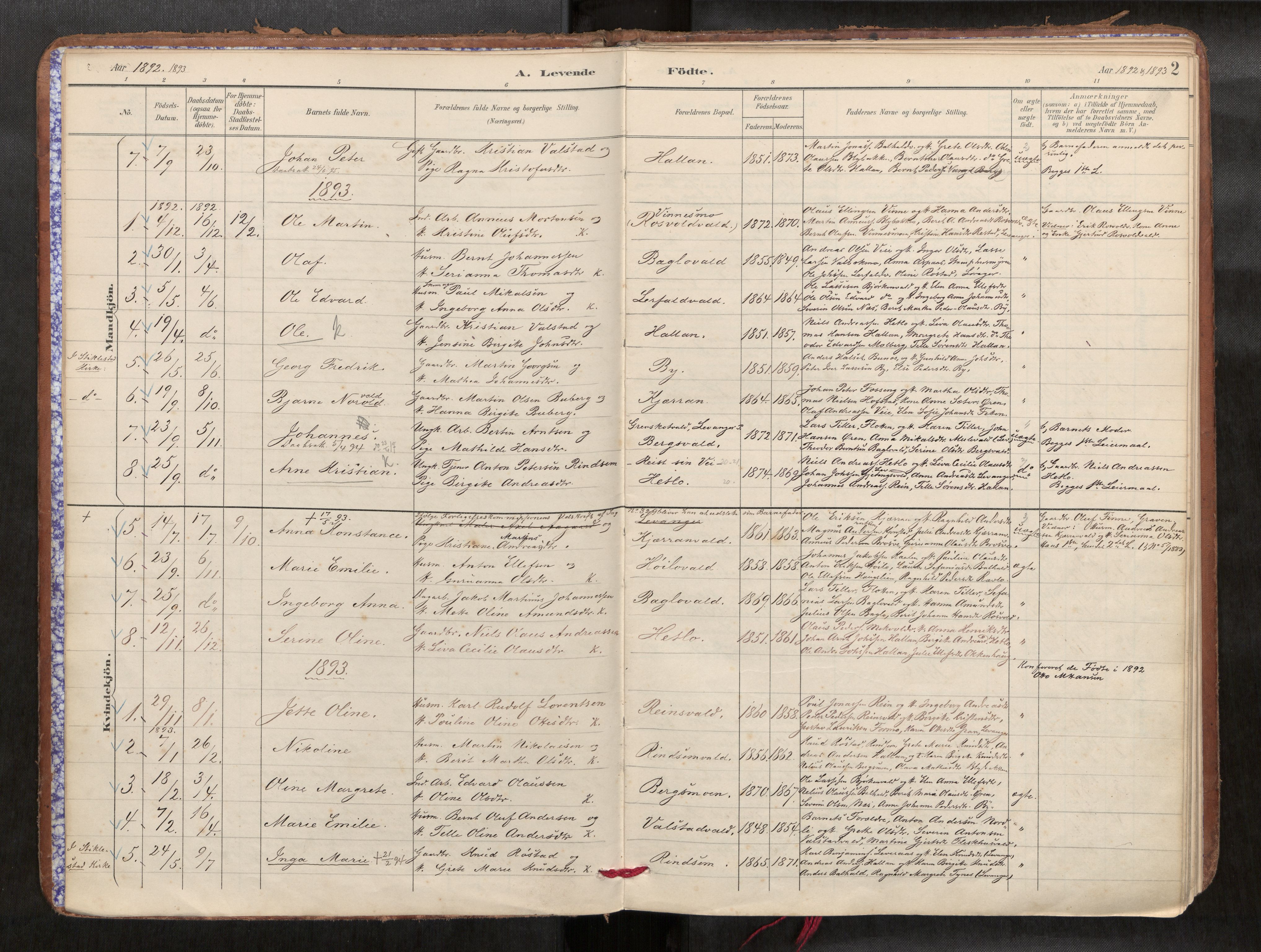 Verdal sokneprestkontor, SAT/A-1156/2/H/Haa/L0002: Parish register (official) no. 2, 1891-1907, p. 2