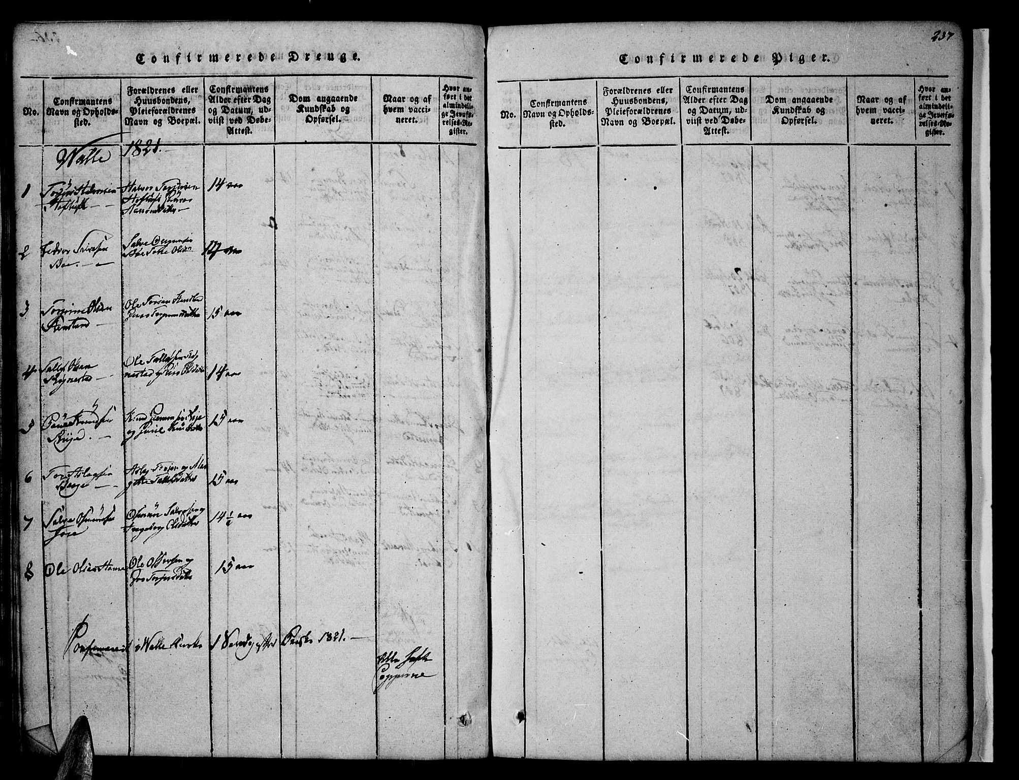 Valle sokneprestkontor, AV/SAK-1111-0044/F/Fb/Fbc/L0001: Parish register (copy) no. B 1 /1, 1816-1829, p. 237