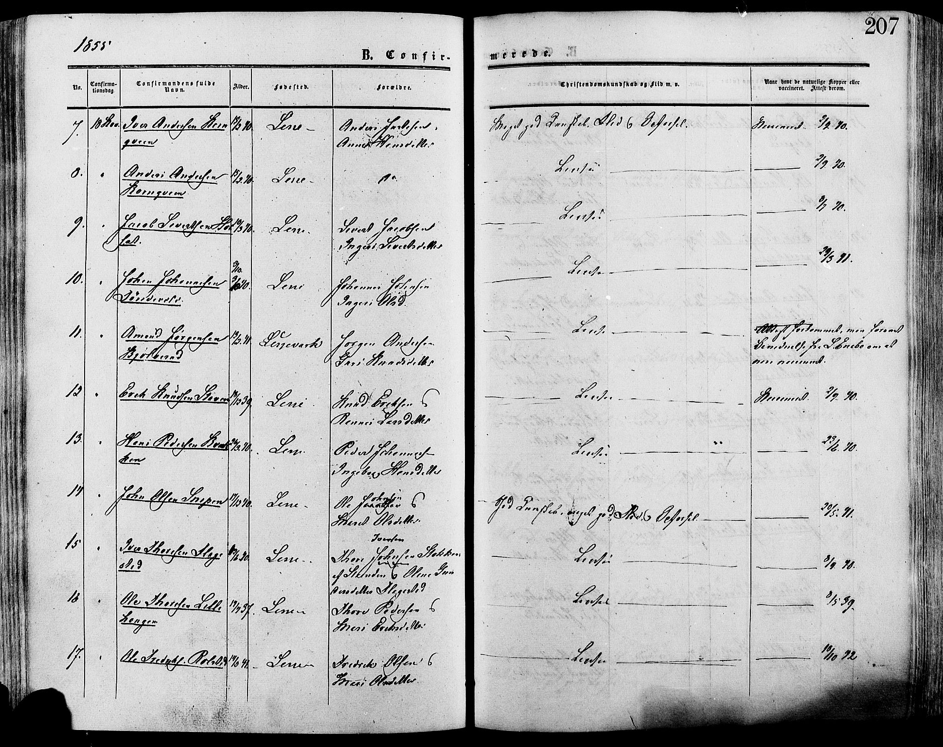 Lesja prestekontor, AV/SAH-PREST-068/H/Ha/Haa/L0008: Parish register (official) no. 8, 1854-1880, p. 207