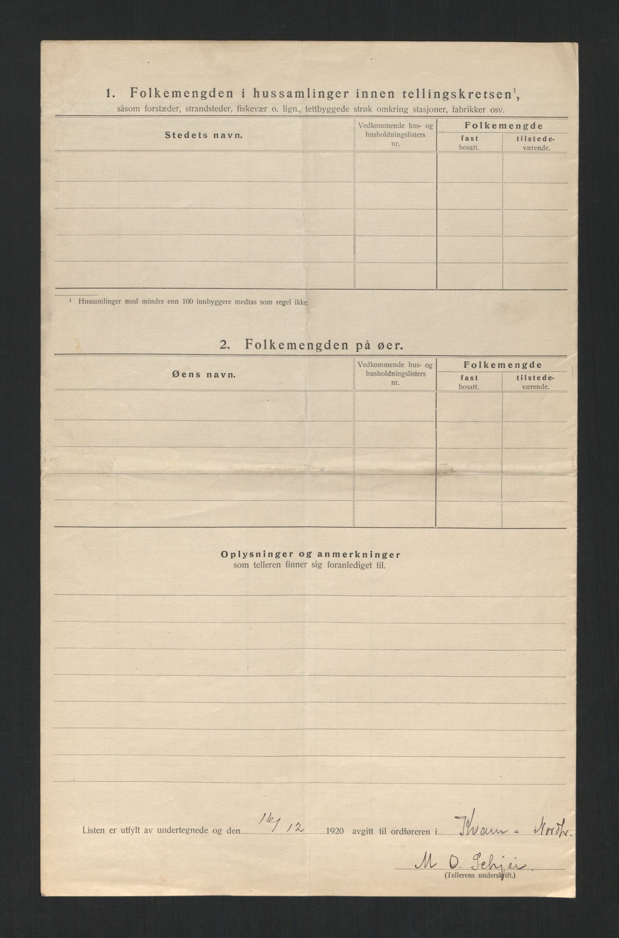SAT, 1920 census for Kvam, 1920, p. 30