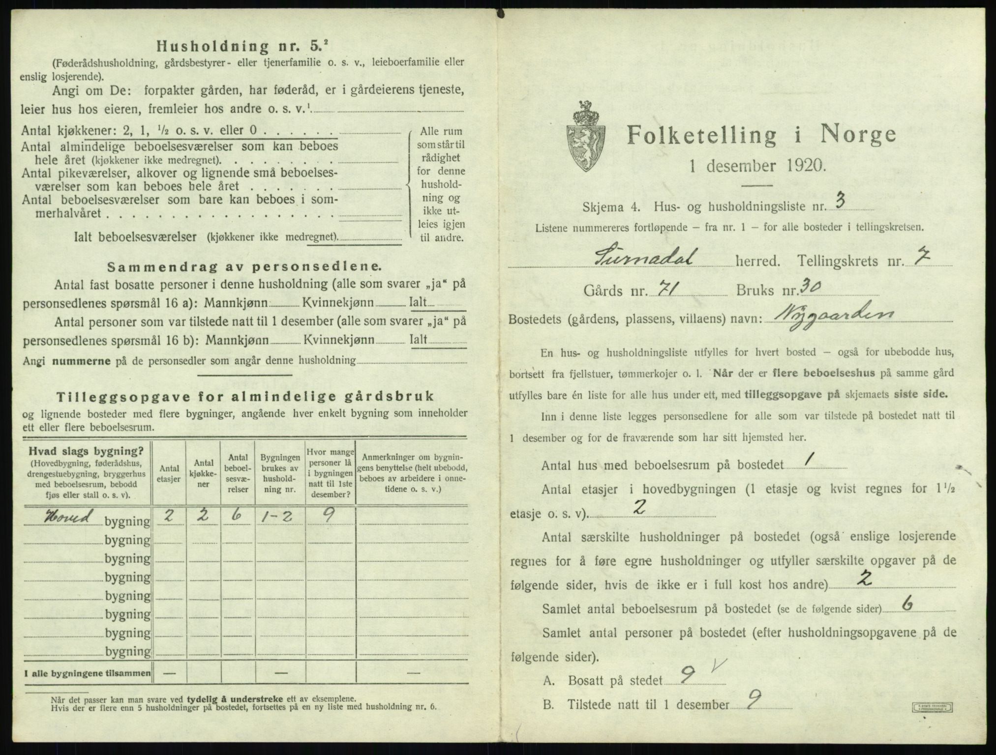 SAT, 1920 census for Surnadal, 1920, p. 717