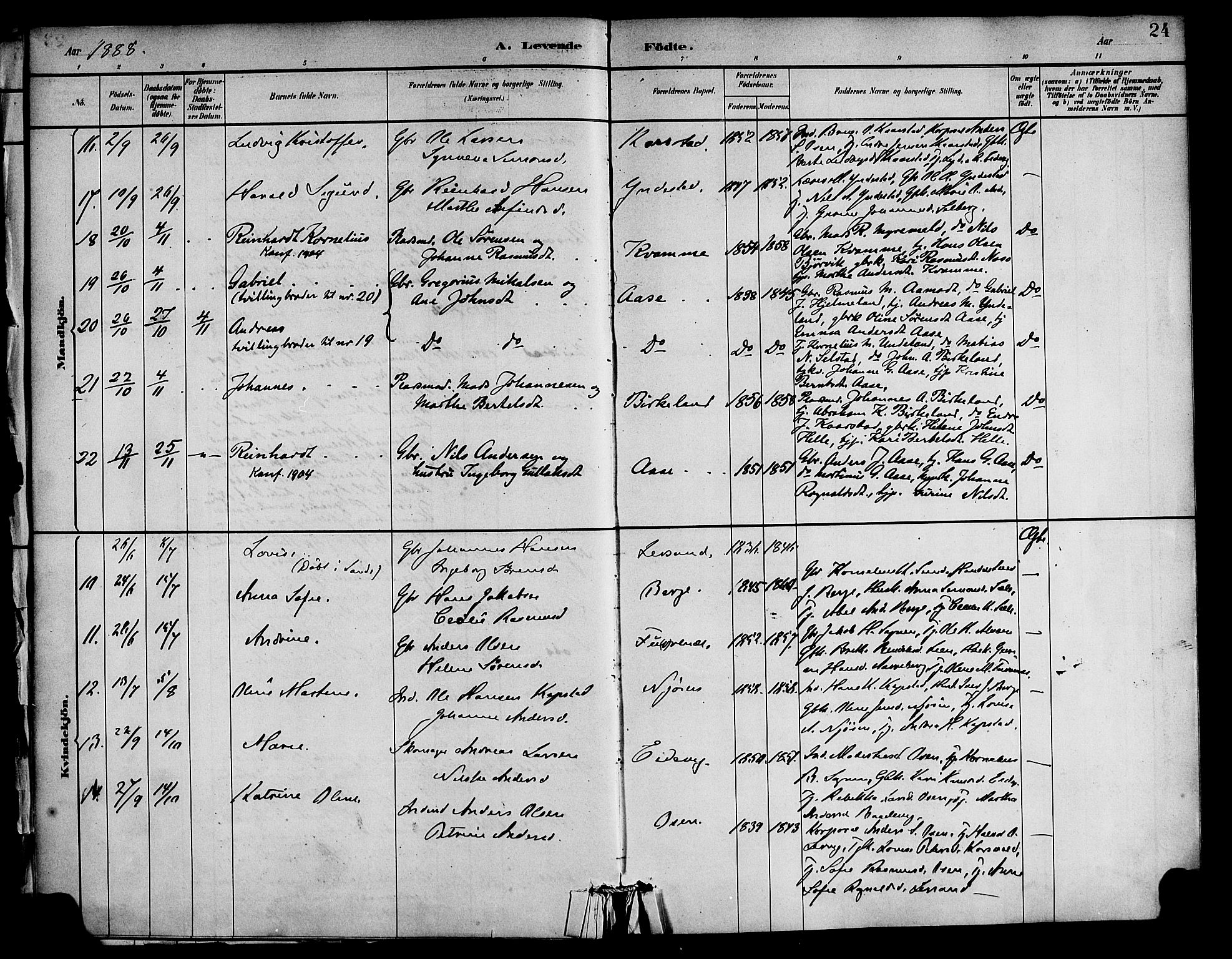 Gaular sokneprestembete, SAB/A-80001/H/Haa: Parish register (official) no. C 1, 1882-1897, p. 24