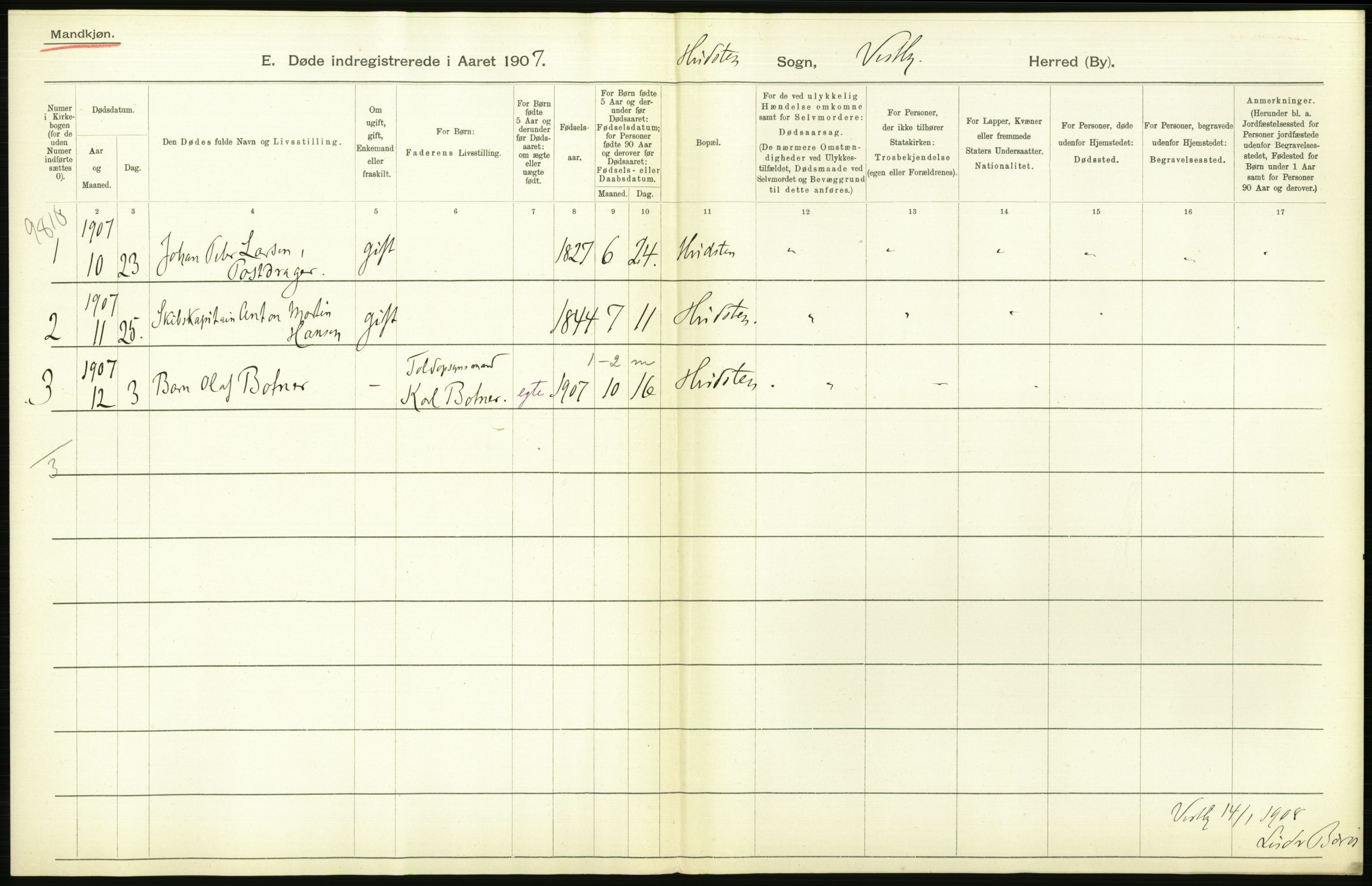 Statistisk sentralbyrå, Sosiodemografiske emner, Befolkning, AV/RA-S-2228/D/Df/Dfa/Dfae/L0005: Akershus amt: Gifte, døde. Bygder og byer., 1907, p. 632