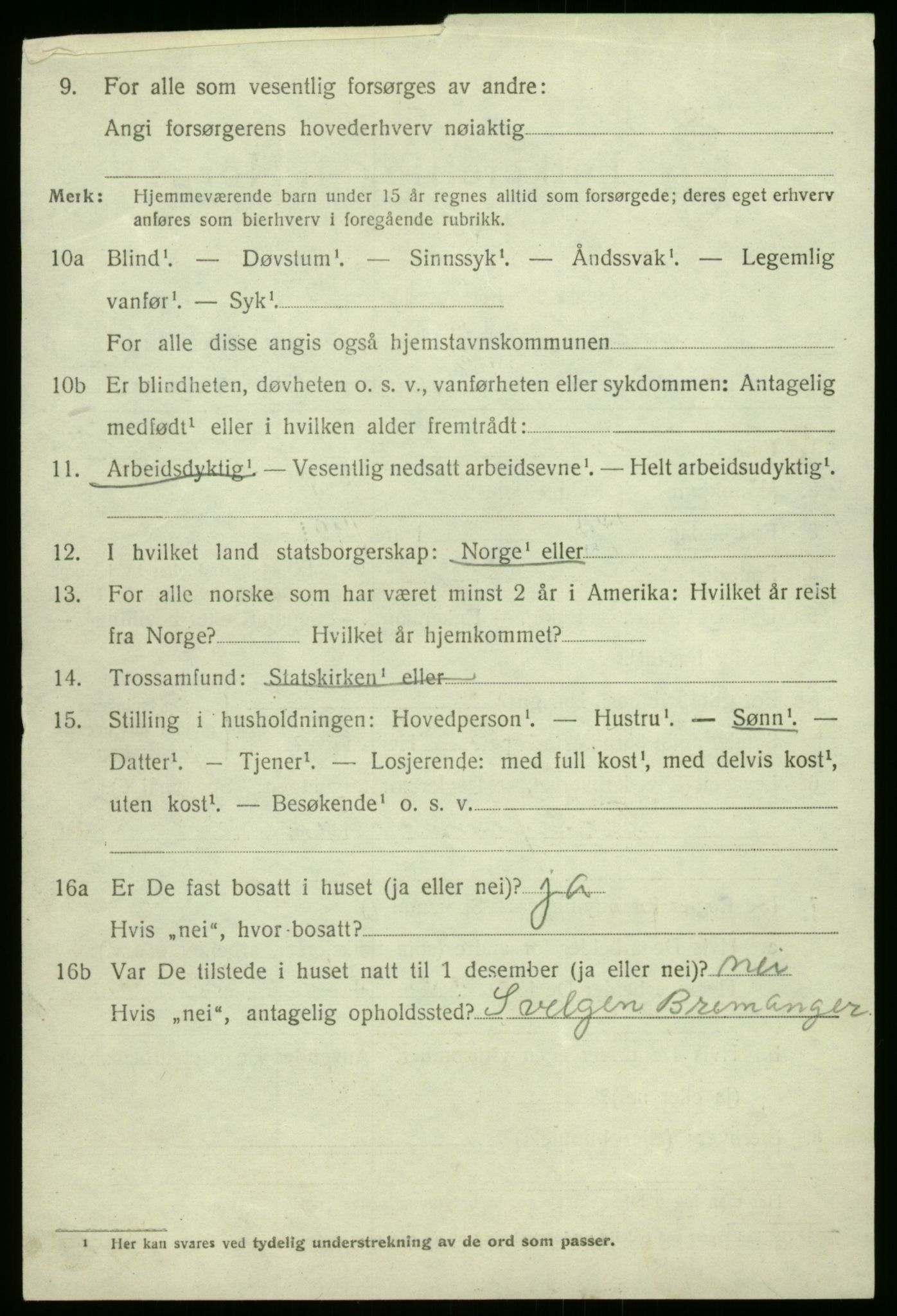 SAB, 1920 census for Gaular, 1920, p. 3431