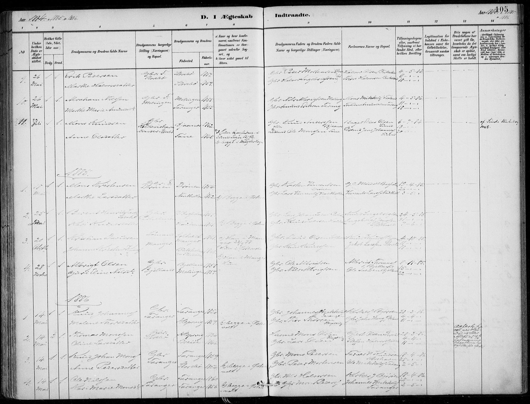 Sund sokneprestembete, AV/SAB-A-99930: Parish register (official) no. C  1, 1882-1899, p. 105