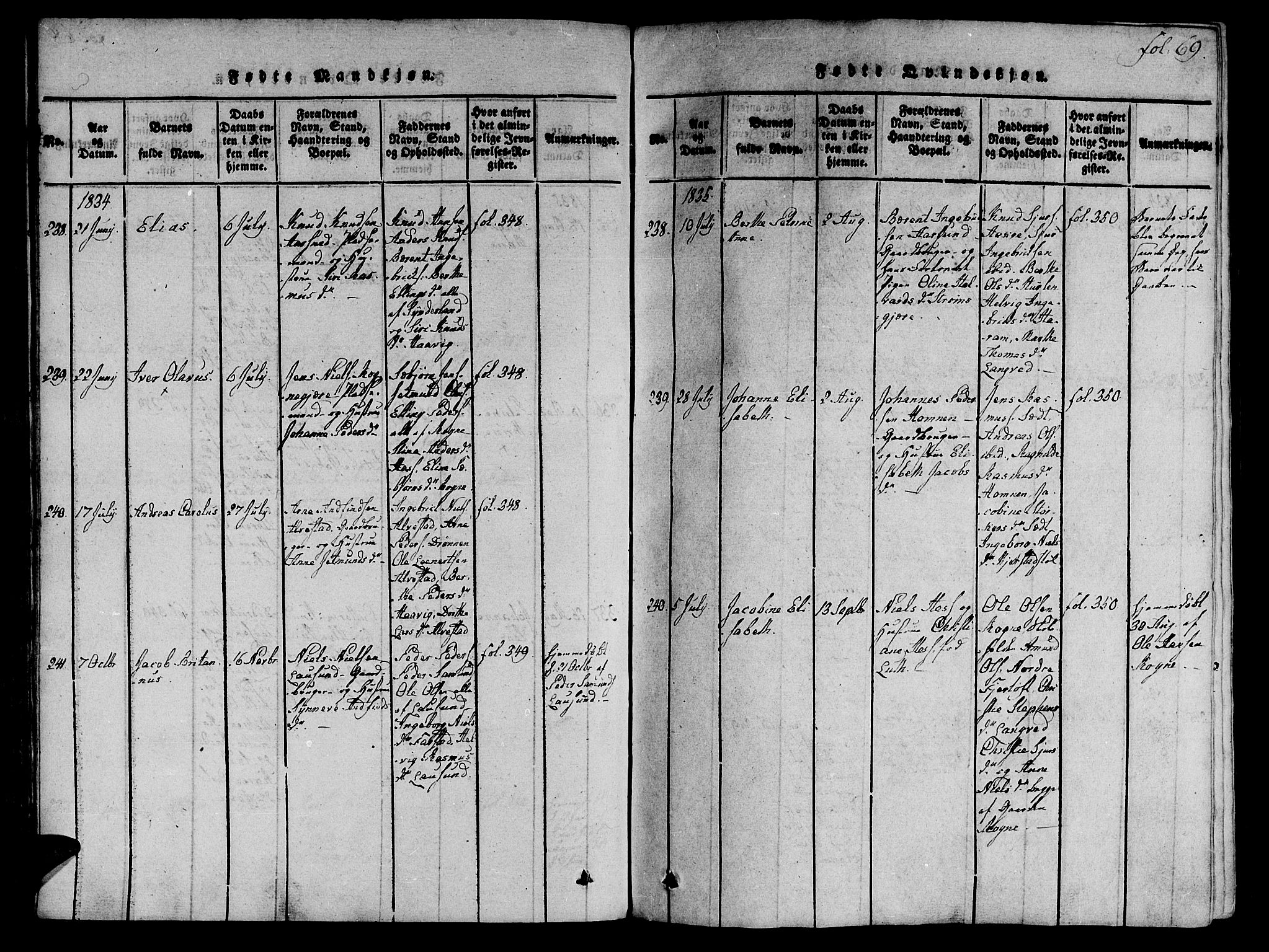 Ministerialprotokoller, klokkerbøker og fødselsregistre - Møre og Romsdal, SAT/A-1454/536/L0495: Parish register (official) no. 536A04, 1818-1847, p. 69