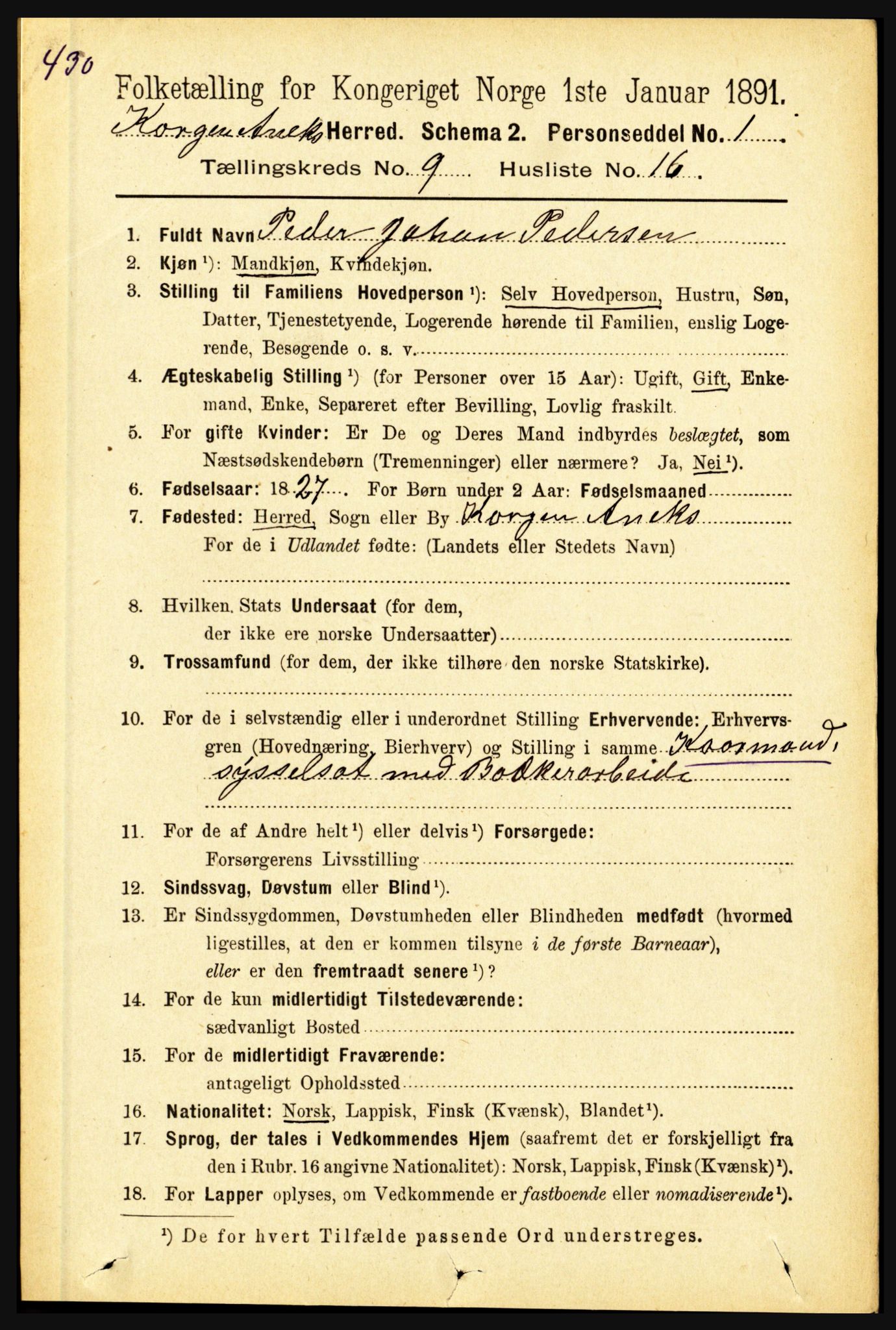 RA, 1891 census for 1832 Hemnes, 1891, p. 4424