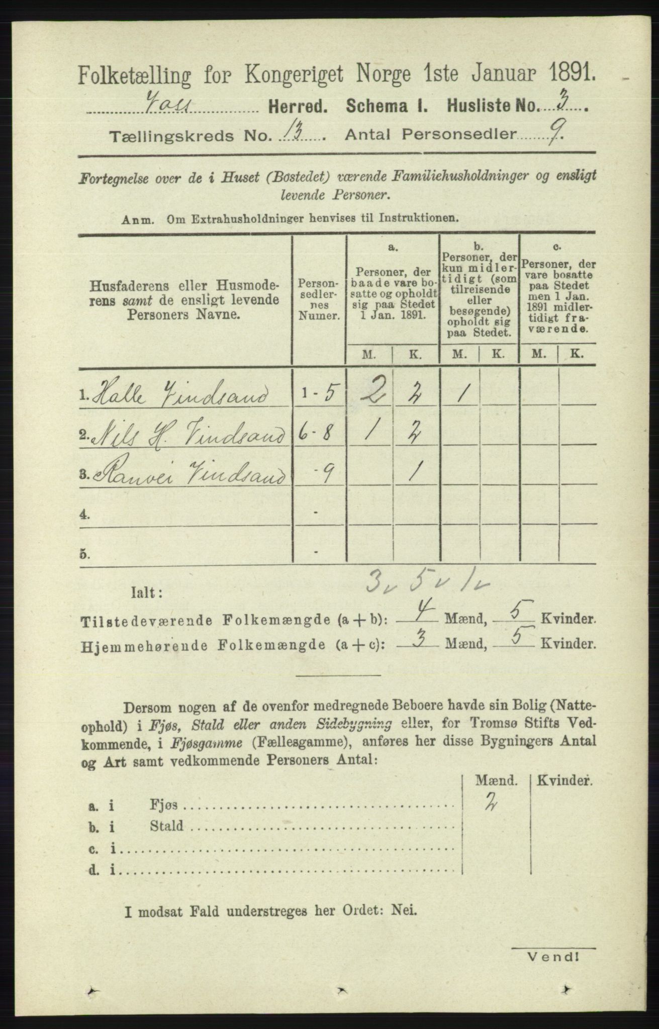 RA, 1891 census for 1235 Voss, 1891, p. 6839