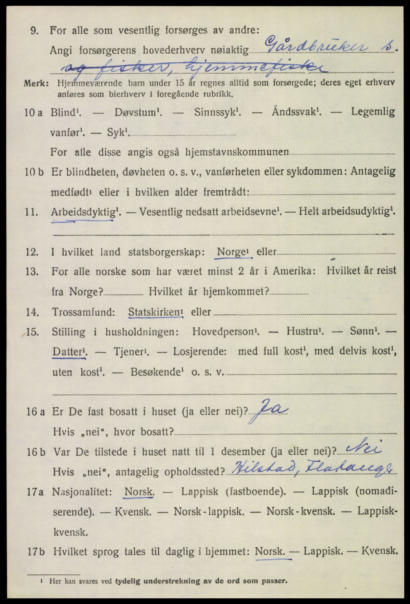 SAT, 1920 census for Flatanger, 1920, p. 2803