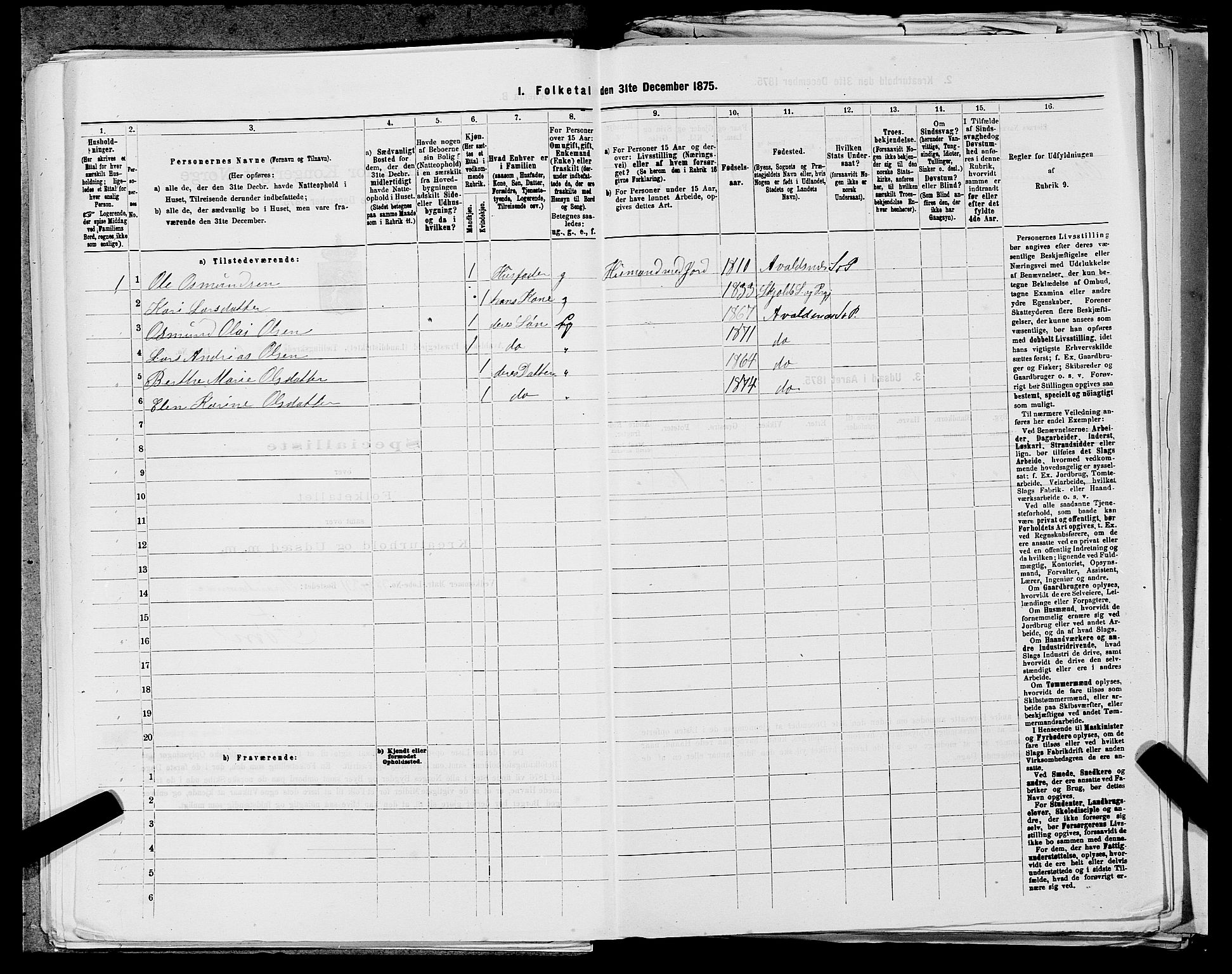 SAST, 1875 census for 1147L Avaldsnes/Avaldsnes og Kopervik, 1875, p. 1673