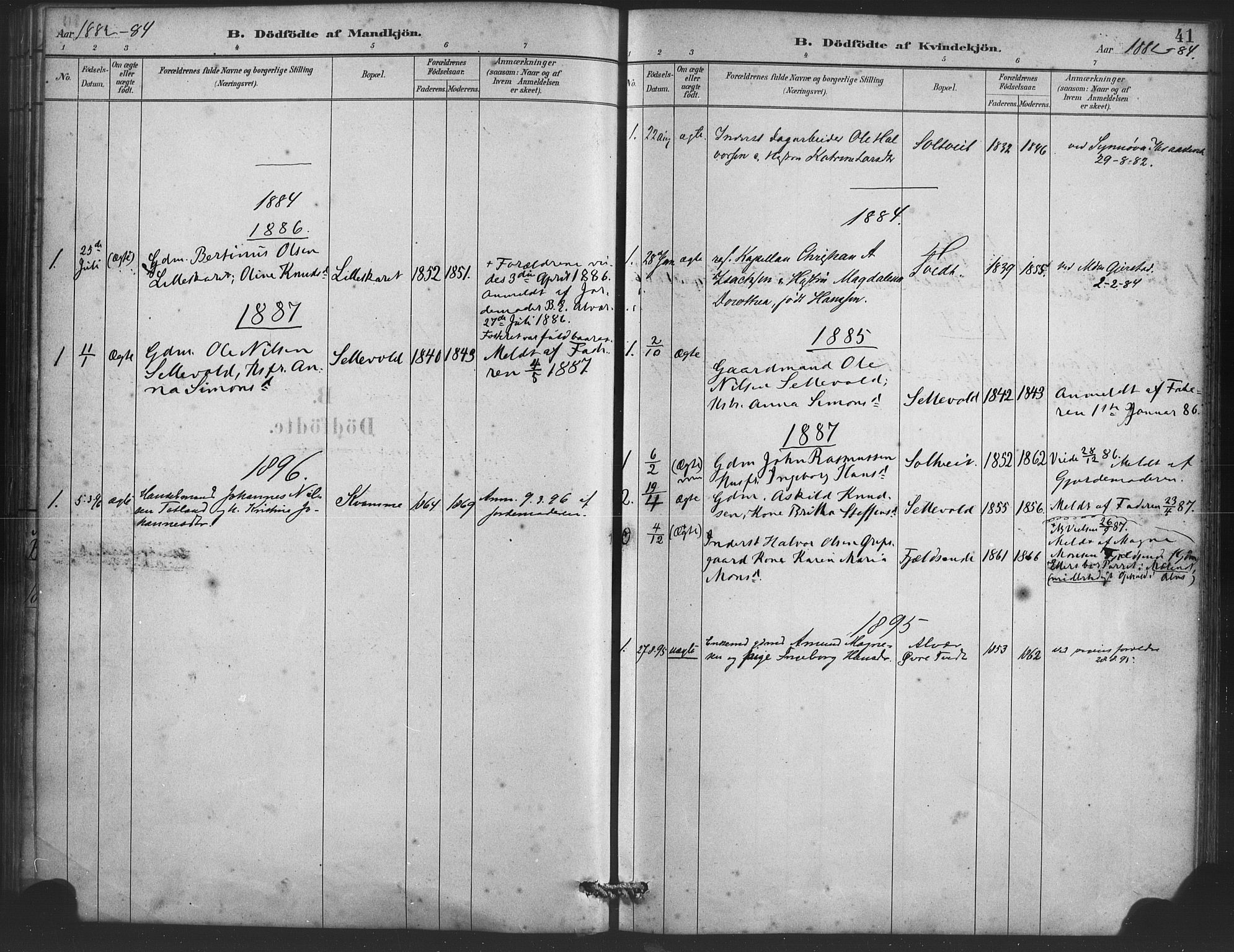 Alversund Sokneprestembete, AV/SAB-A-73901/H/Ha/Haa/Haaa/L0001: Parish register (official) no. A 1, 1882-1896, p. 41