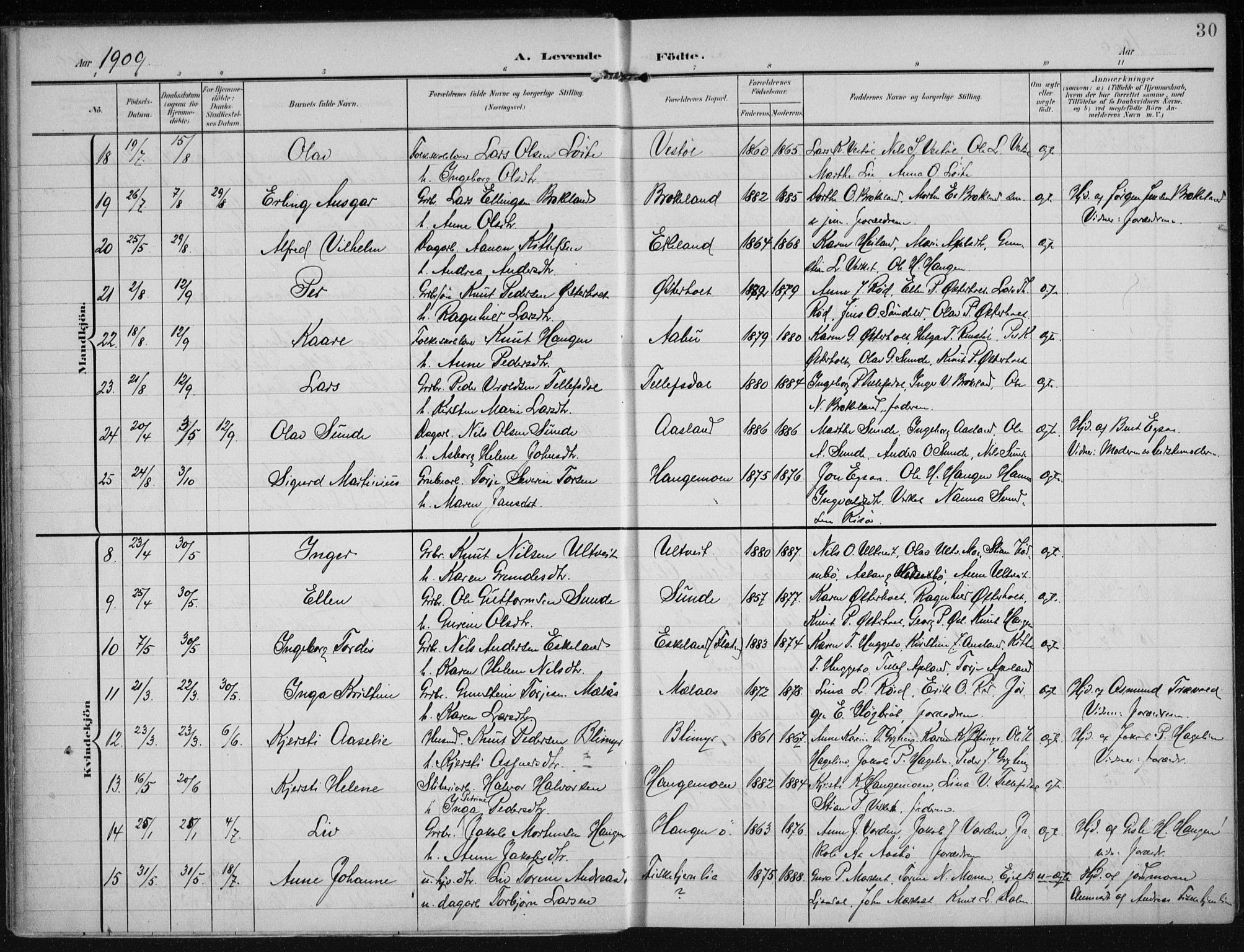 Gjerstad sokneprestkontor, AV/SAK-1111-0014/F/Fa/Faa/L0011: Parish register (official) no. A 11, 1903-1914, p. 30