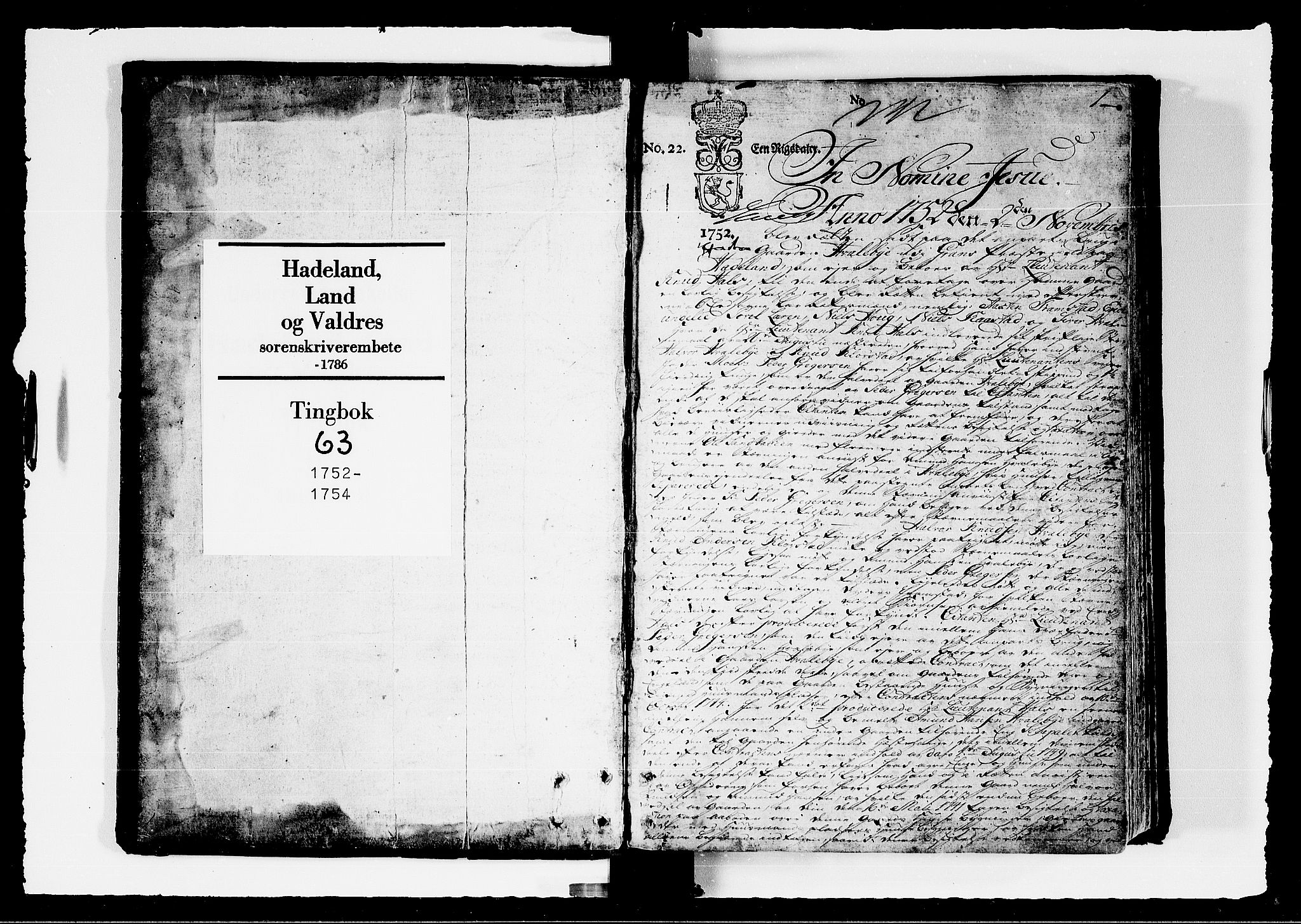 Hadeland, Land og Valdres sorenskriveri, SAH/TING-028/G/Gb/L0063: Tingbok - Jevnaker og Gran, 1752-1754, p. 0b-1a