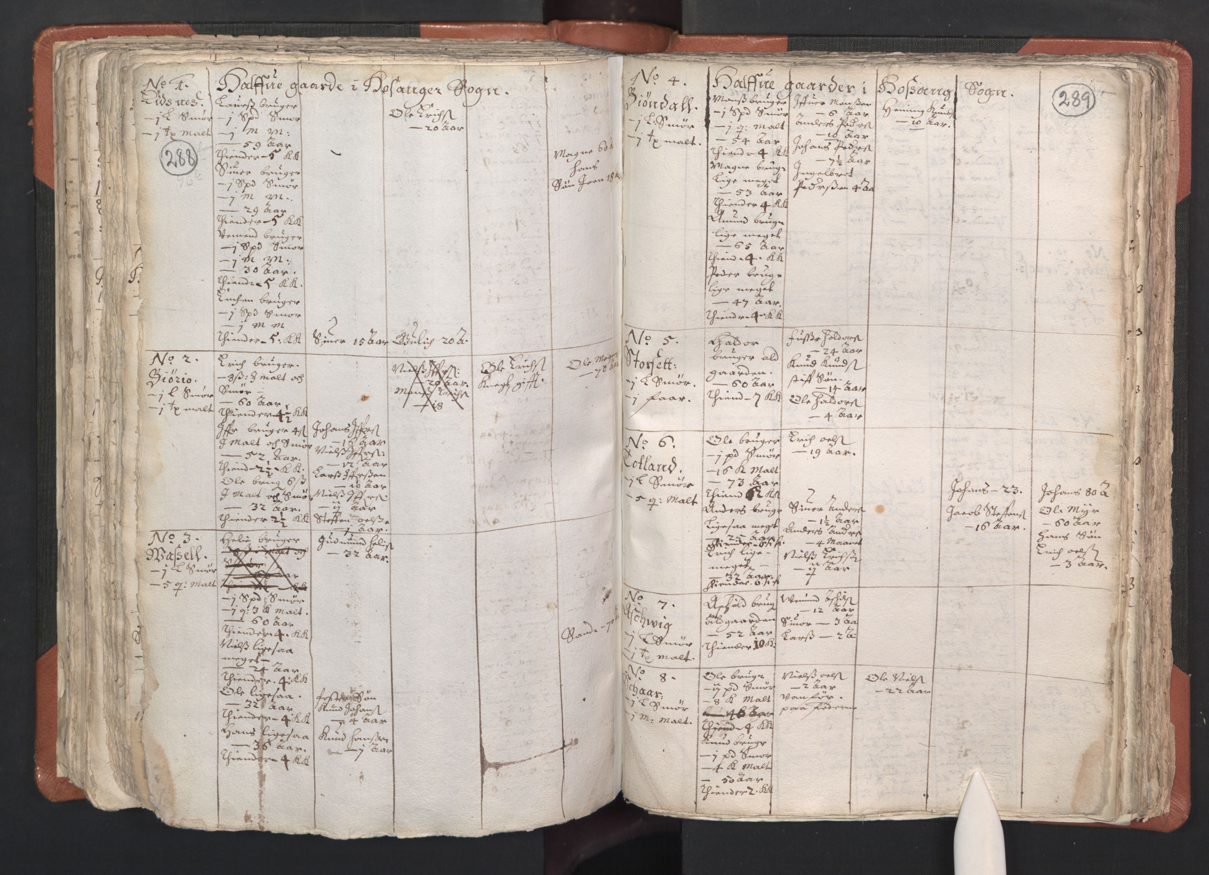 RA, Vicar's Census 1664-1666, no. 22: Nordhordland deanery, 1664-1666, p. 288-289