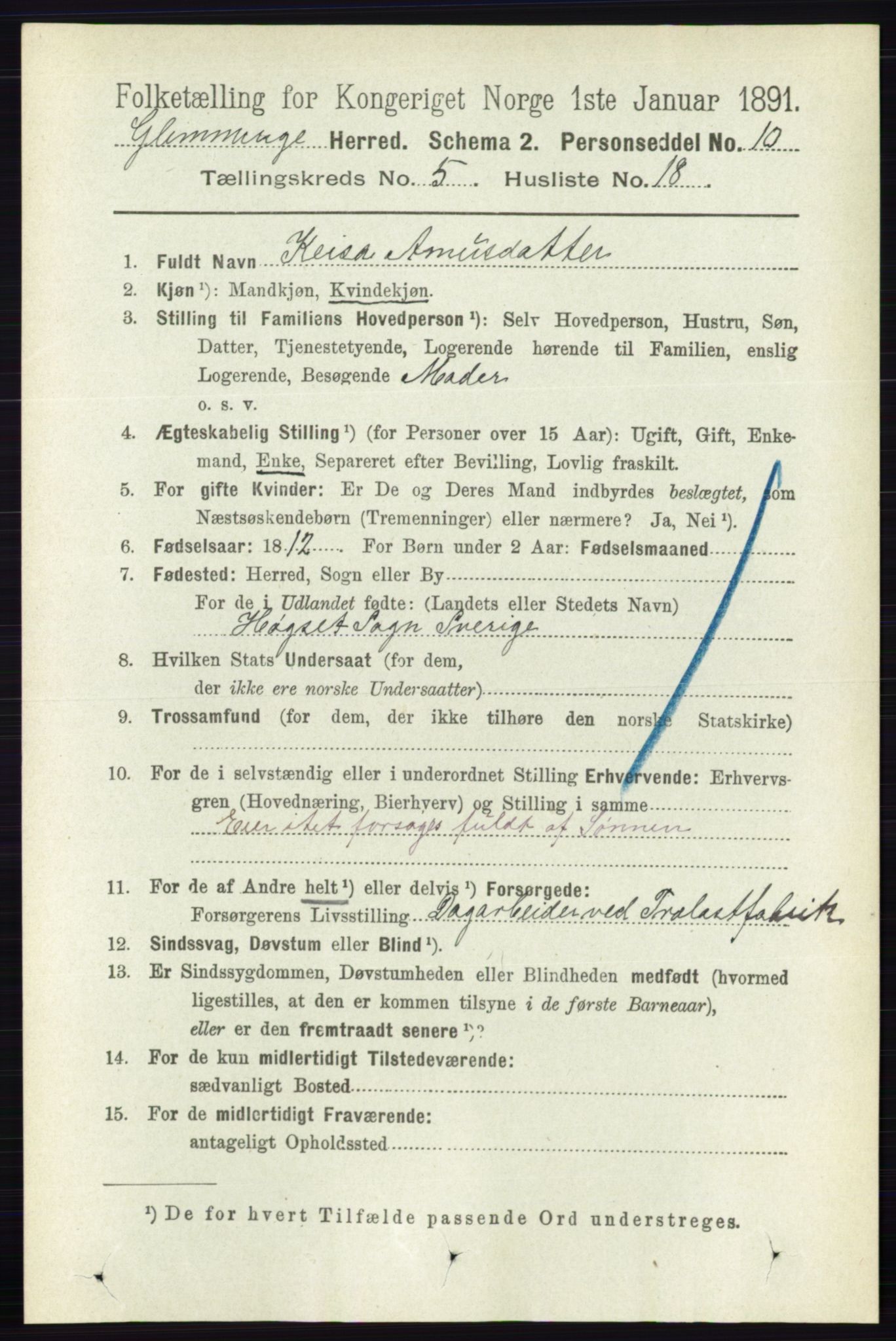 RA, 1891 census for 0132 Glemmen, 1891, p. 6180