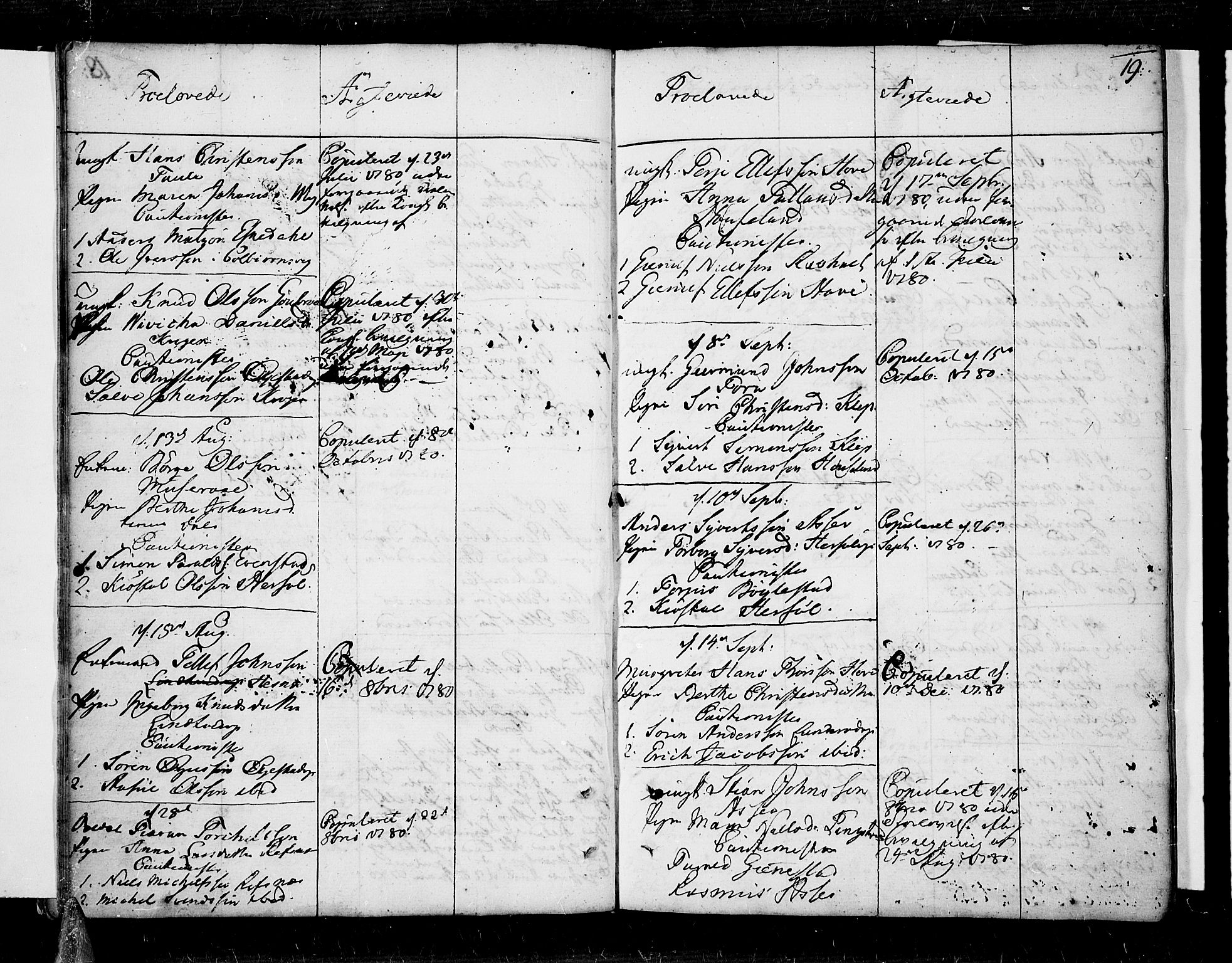 Øyestad sokneprestkontor, AV/SAK-1111-0049/F/Fa/L0009: Parish register (official) no. A 9, 1778-1808, p. 19