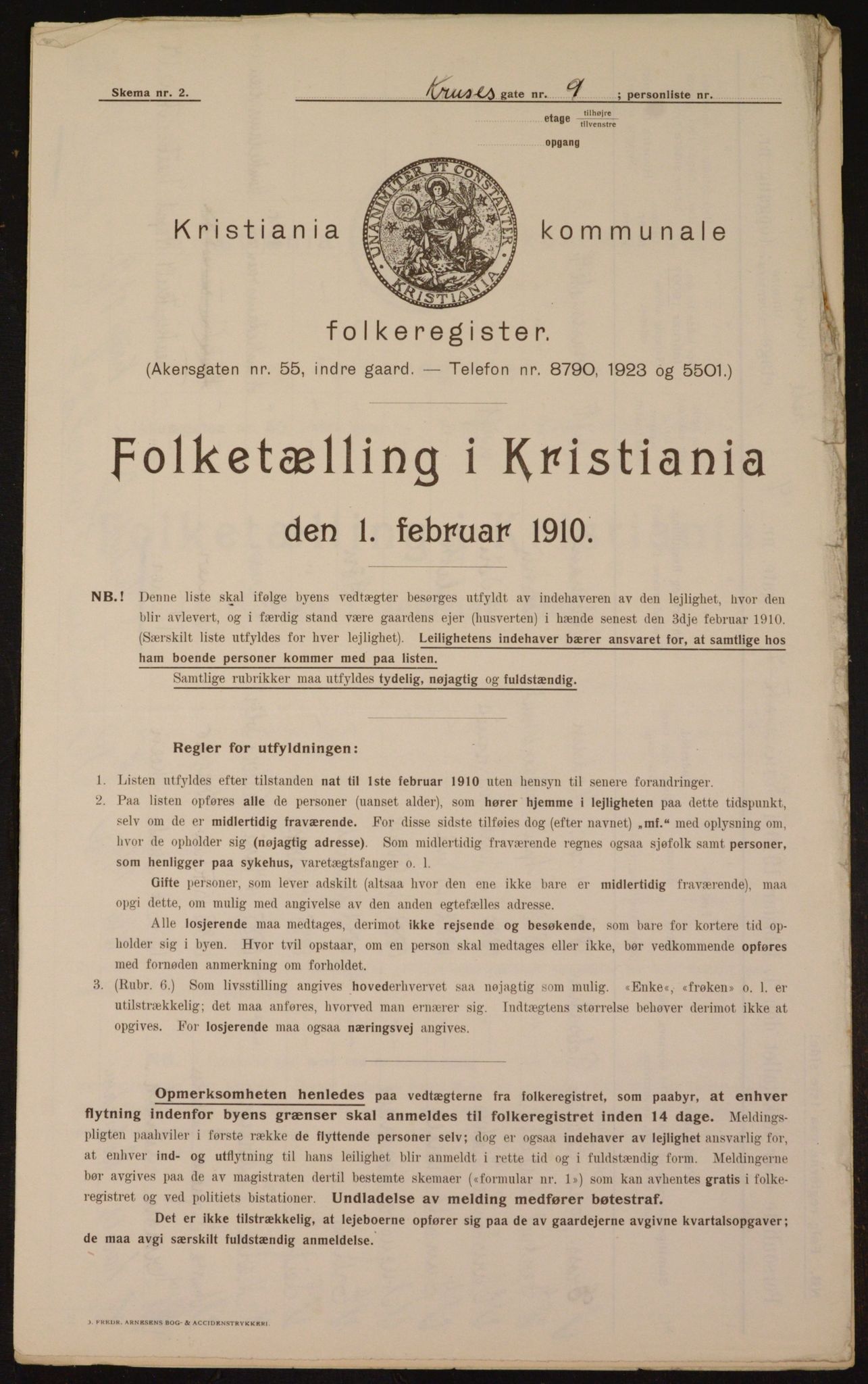 OBA, Municipal Census 1910 for Kristiania, 1910, p. 53354