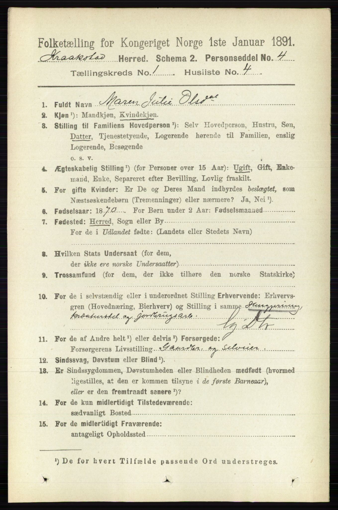 RA, 1891 census for 0212 Kråkstad, 1891, p. 137