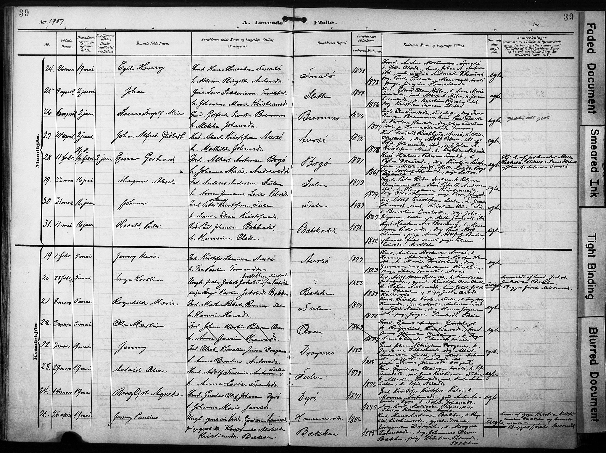 Ministerialprotokoller, klokkerbøker og fødselsregistre - Sør-Trøndelag, AV/SAT-A-1456/640/L0580: Parish register (official) no. 640A05, 1902-1910, p. 39