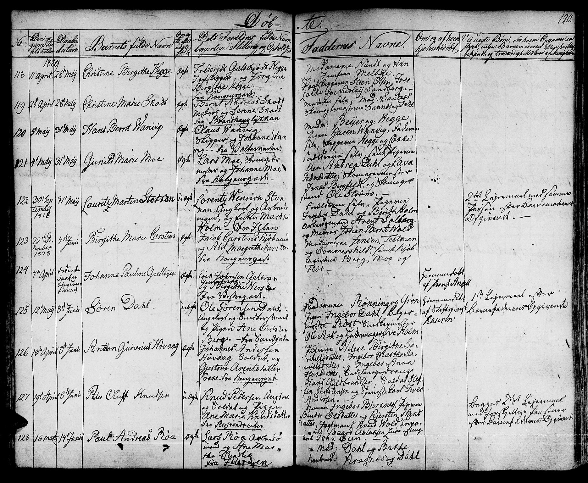 Ministerialprotokoller, klokkerbøker og fødselsregistre - Sør-Trøndelag, SAT/A-1456/601/L0045: Parish register (official) no. 601A13, 1821-1831, p. 120