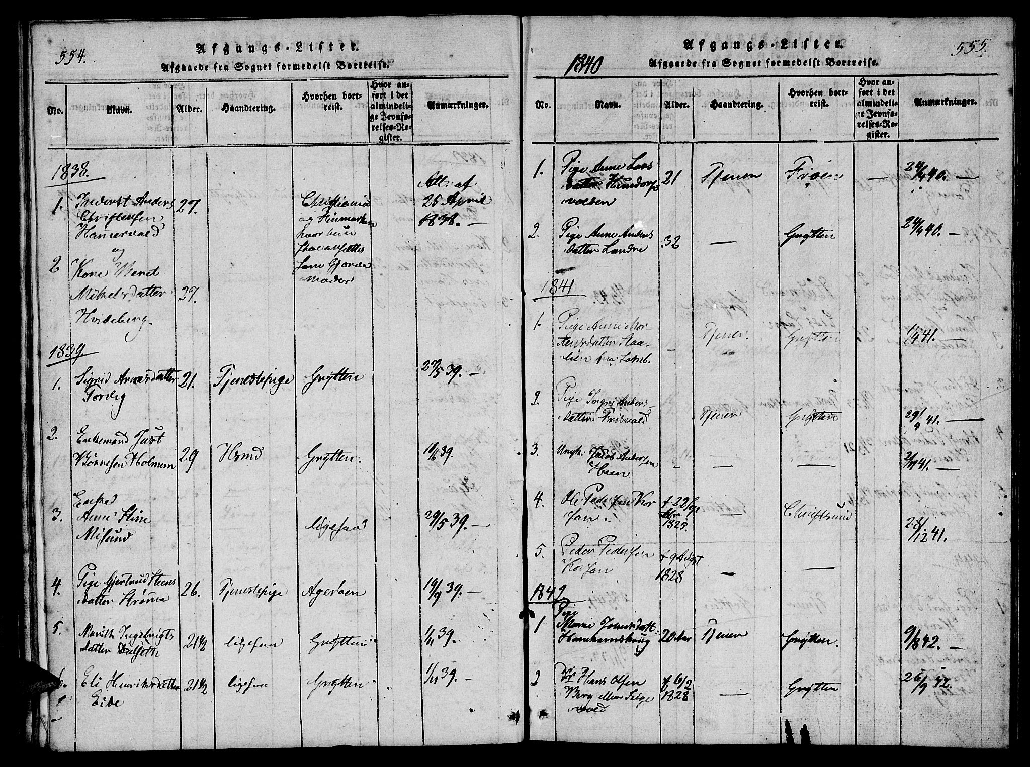 Ministerialprotokoller, klokkerbøker og fødselsregistre - Møre og Romsdal, AV/SAT-A-1454/548/L0612: Parish register (official) no. 548A01, 1818-1846, p. 554-555