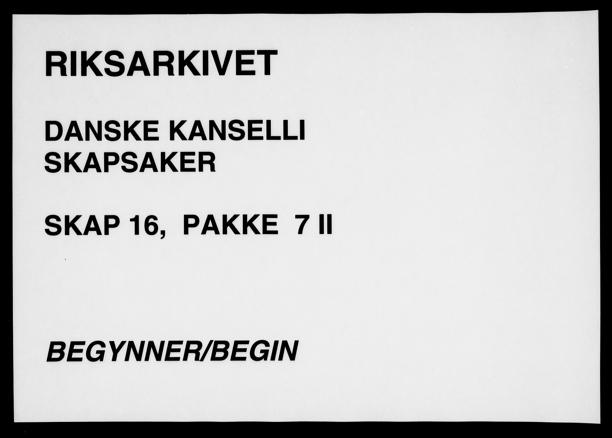 Danske Kanselli, Skapsaker, RA/EA-4061/F/L0096: Skap 16, pakke 7 II, 1787, p. 1