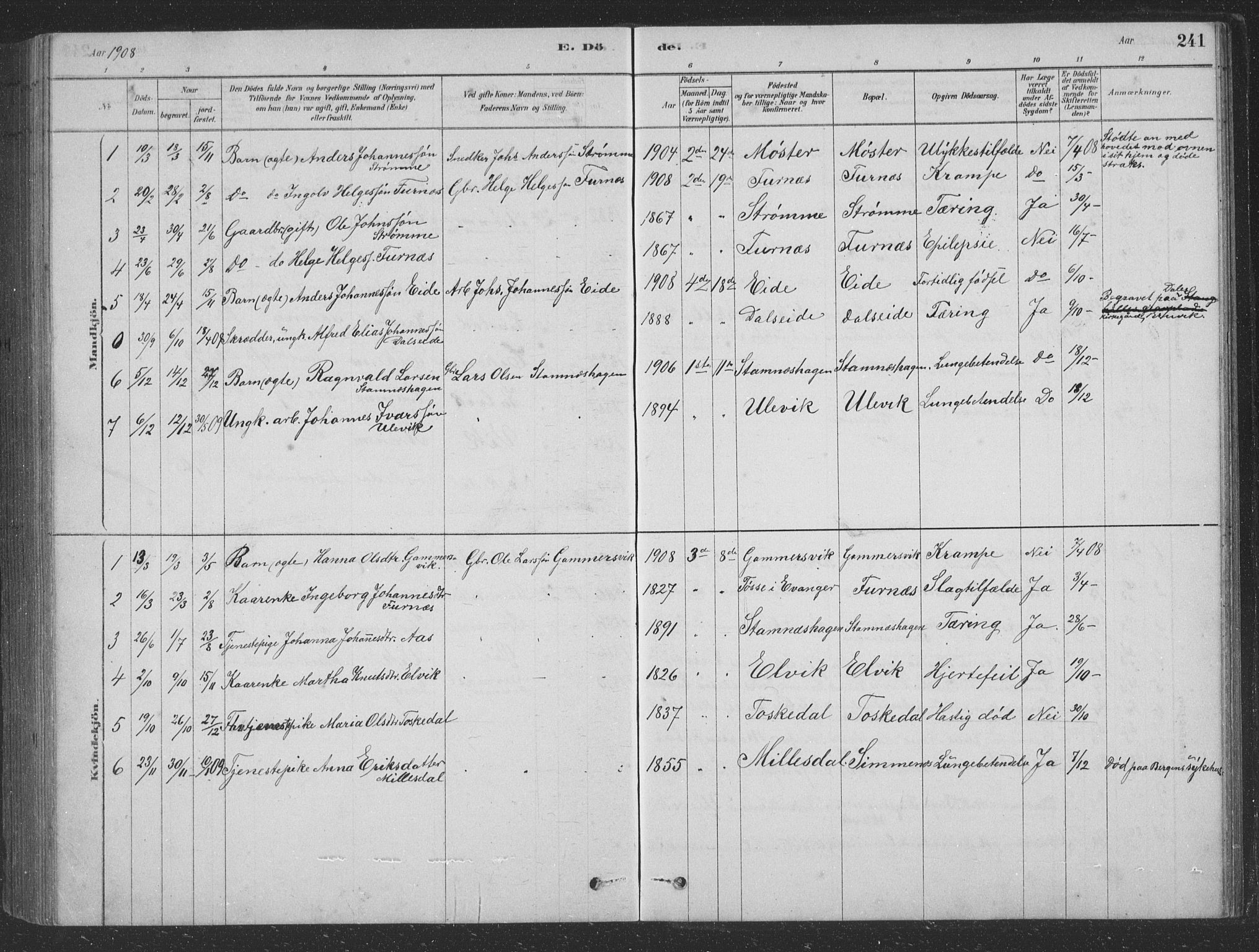 Vaksdal Sokneprestembete, SAB/A-78901/H/Hab: Parish register (copy) no. D 1, 1878-1939, p. 241