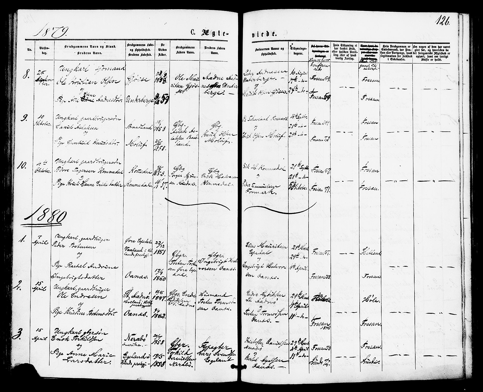 Høgsfjord sokneprestkontor, SAST/A-101624/H/Ha/Haa/L0004: Parish register (official) no. A 4, 1876-1884, p. 126