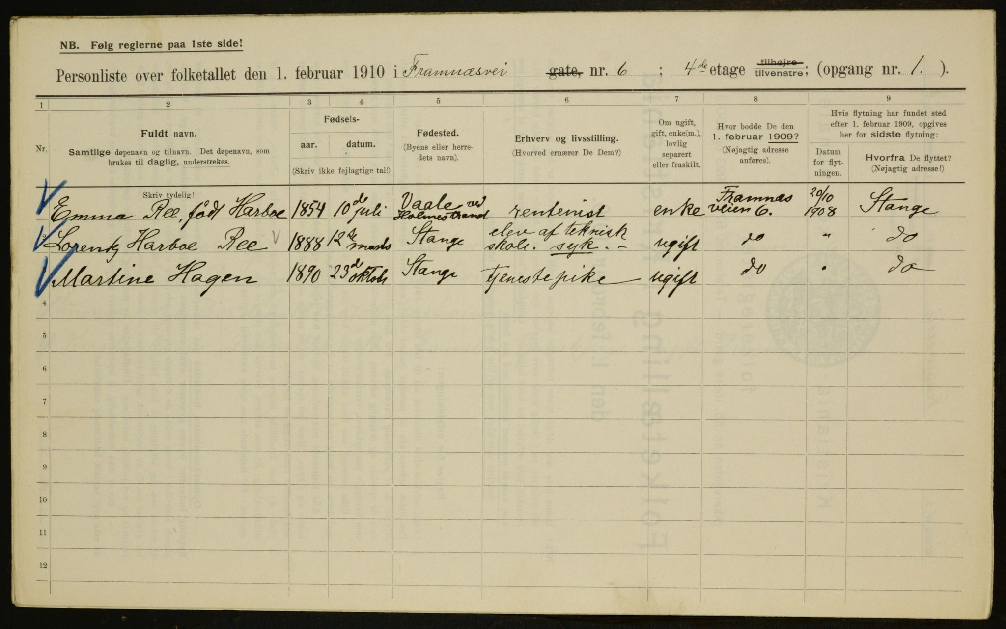 OBA, Municipal Census 1910 for Kristiania, 1910, p. 23898