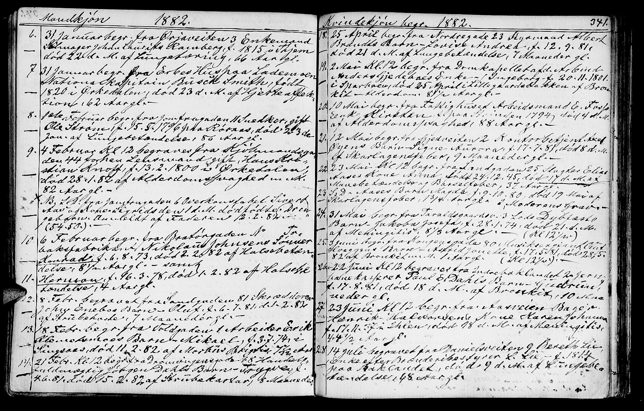 Ministerialprotokoller, klokkerbøker og fødselsregistre - Sør-Trøndelag, SAT/A-1456/602/L0142: Parish register (copy) no. 602C10, 1872-1894, p. 341