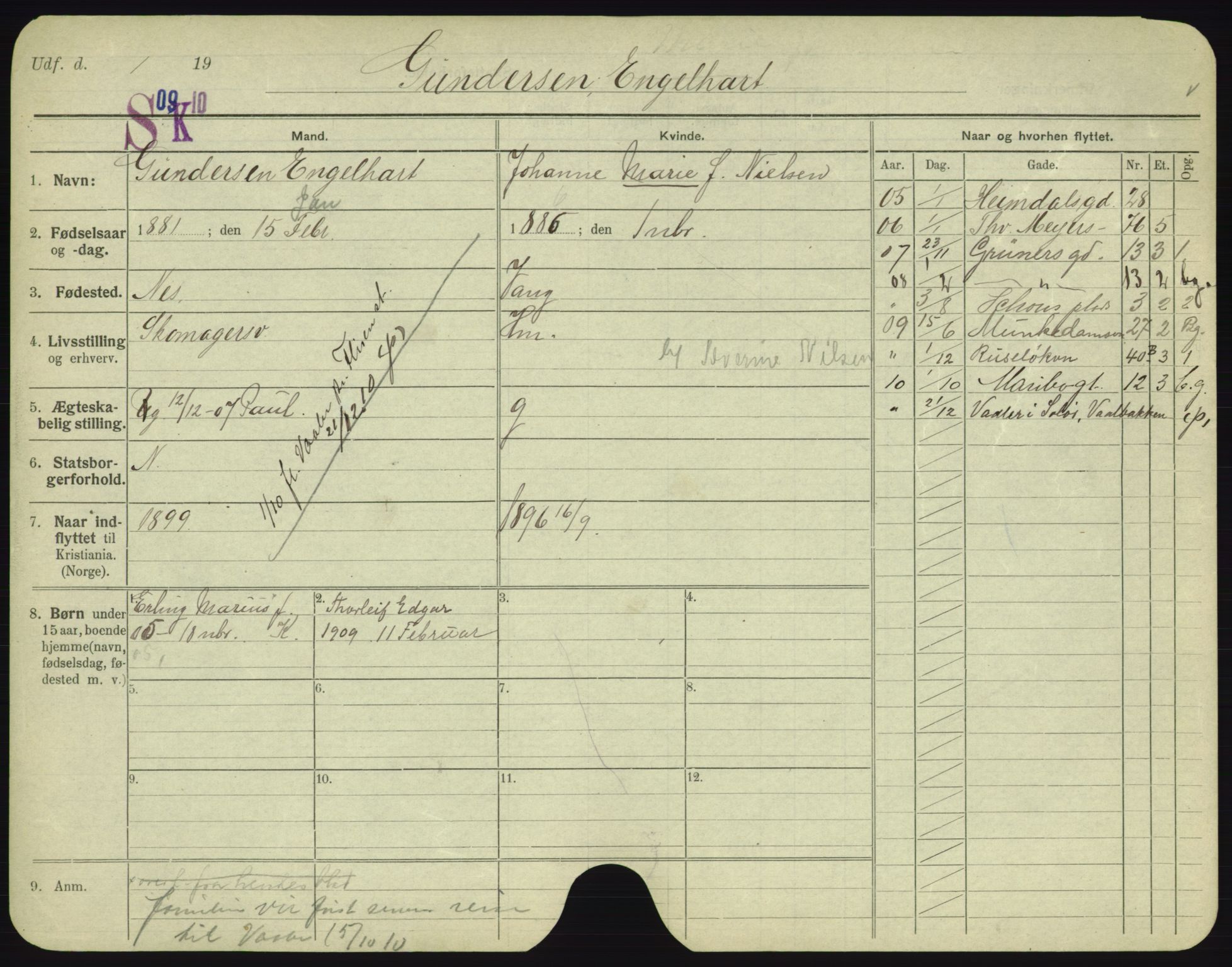 Oslo folkeregister, Registerkort, AV/SAO-A-11715/F/Fa/Fac/L0003: Menn, 1906-1914, p. 812a