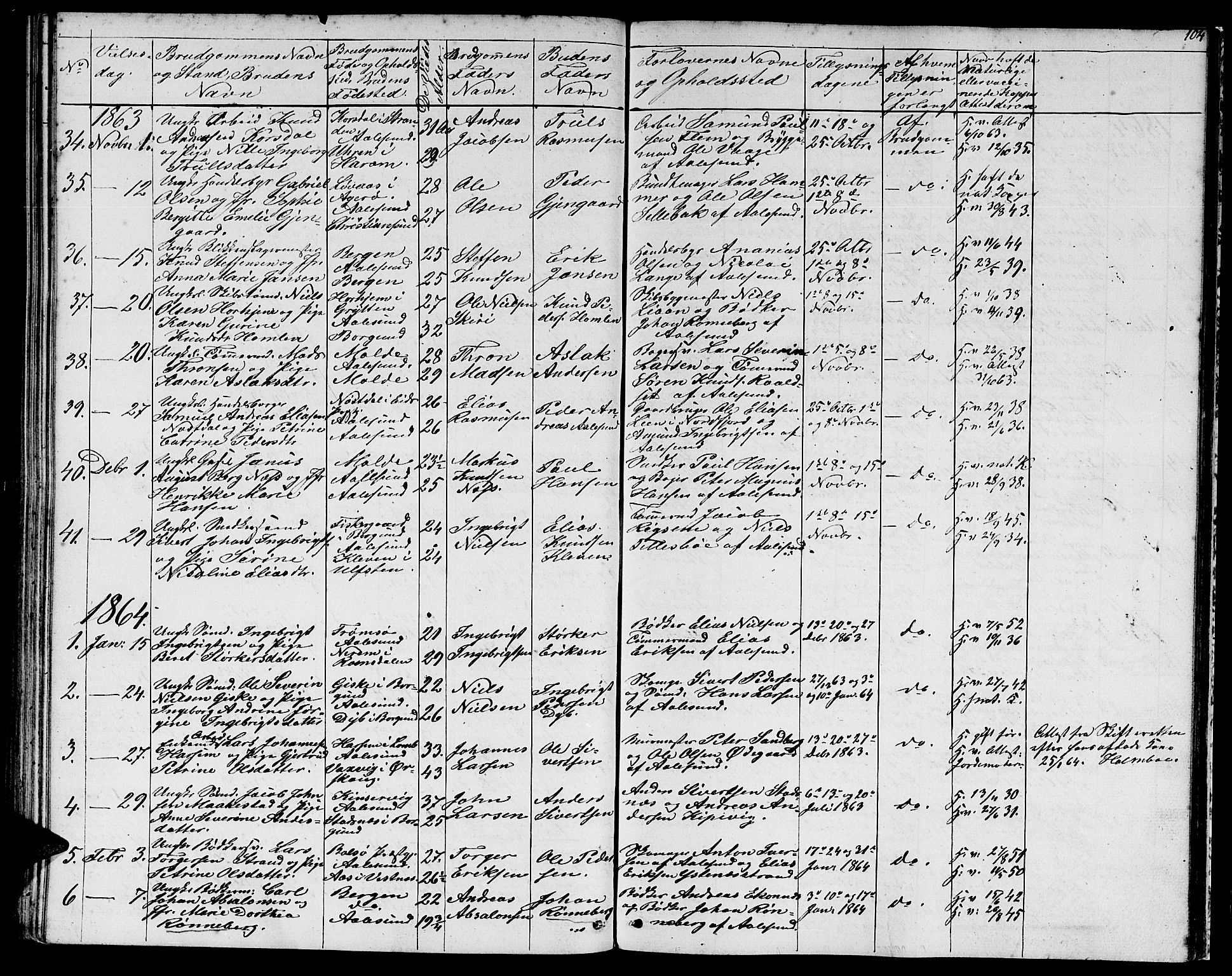 Ministerialprotokoller, klokkerbøker og fødselsregistre - Møre og Romsdal, SAT/A-1454/529/L0464: Parish register (copy) no. 529C01, 1855-1867, p. 104