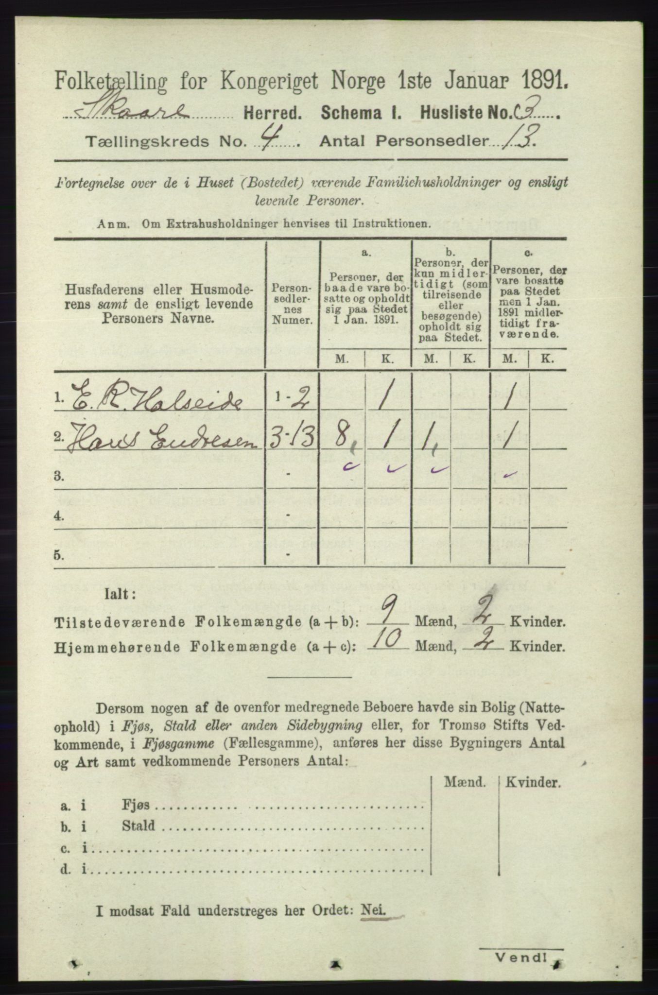 RA, 1891 census for 1153 Skåre, 1891, p. 1688