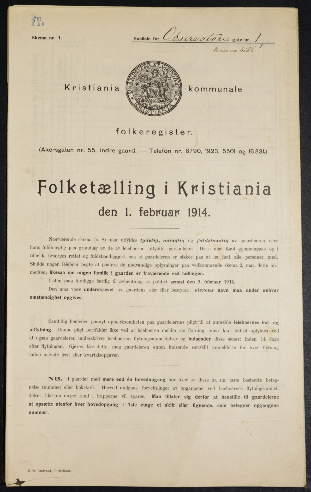 OBA, Municipal Census 1914 for Kristiania, 1914, p. 74148