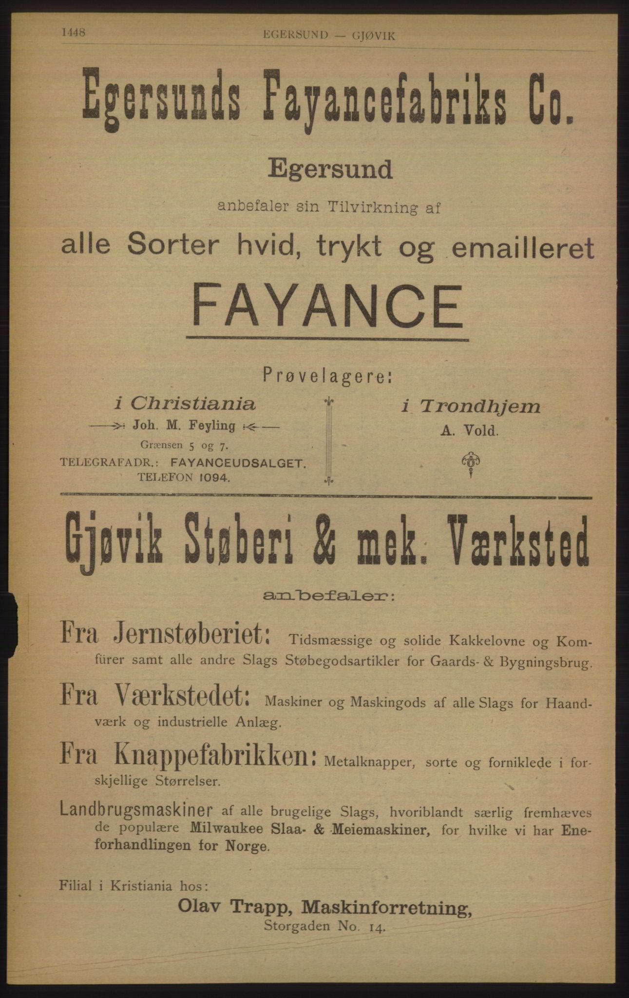 Kristiania/Oslo adressebok, PUBL/-, 1905, p. 1448