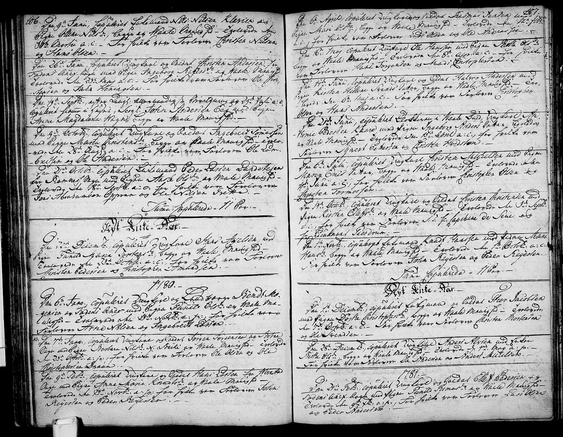 Våle kirkebøker, AV/SAKO-A-334/F/Fa/L0005: Parish register (official) no. I 5, 1773-1808, p. 106-107