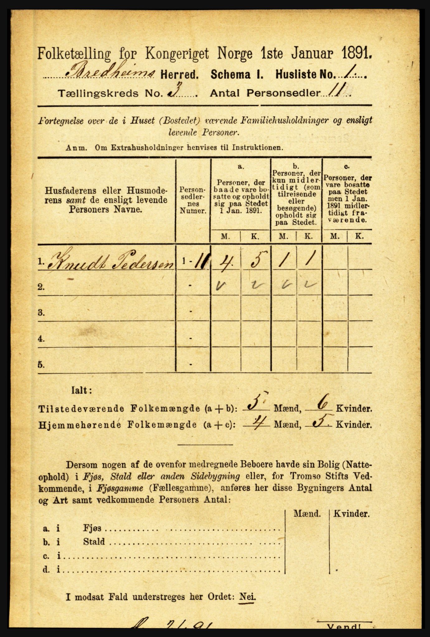 RA, 1891 census for 1446 Breim, 1891, p. 820