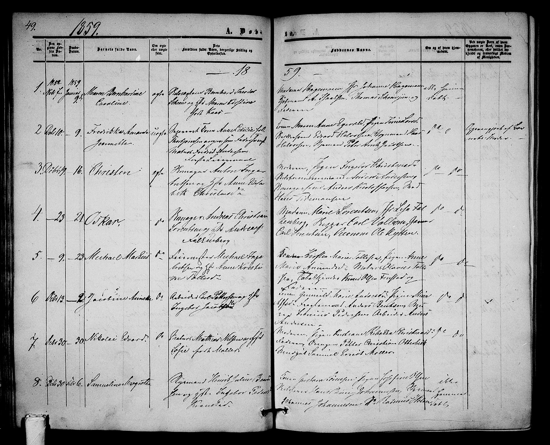 Tønsberg kirkebøker, SAKO/A-330/G/Ga/L0003: Parish register (copy) no. 3, 1855-1864, p. 49