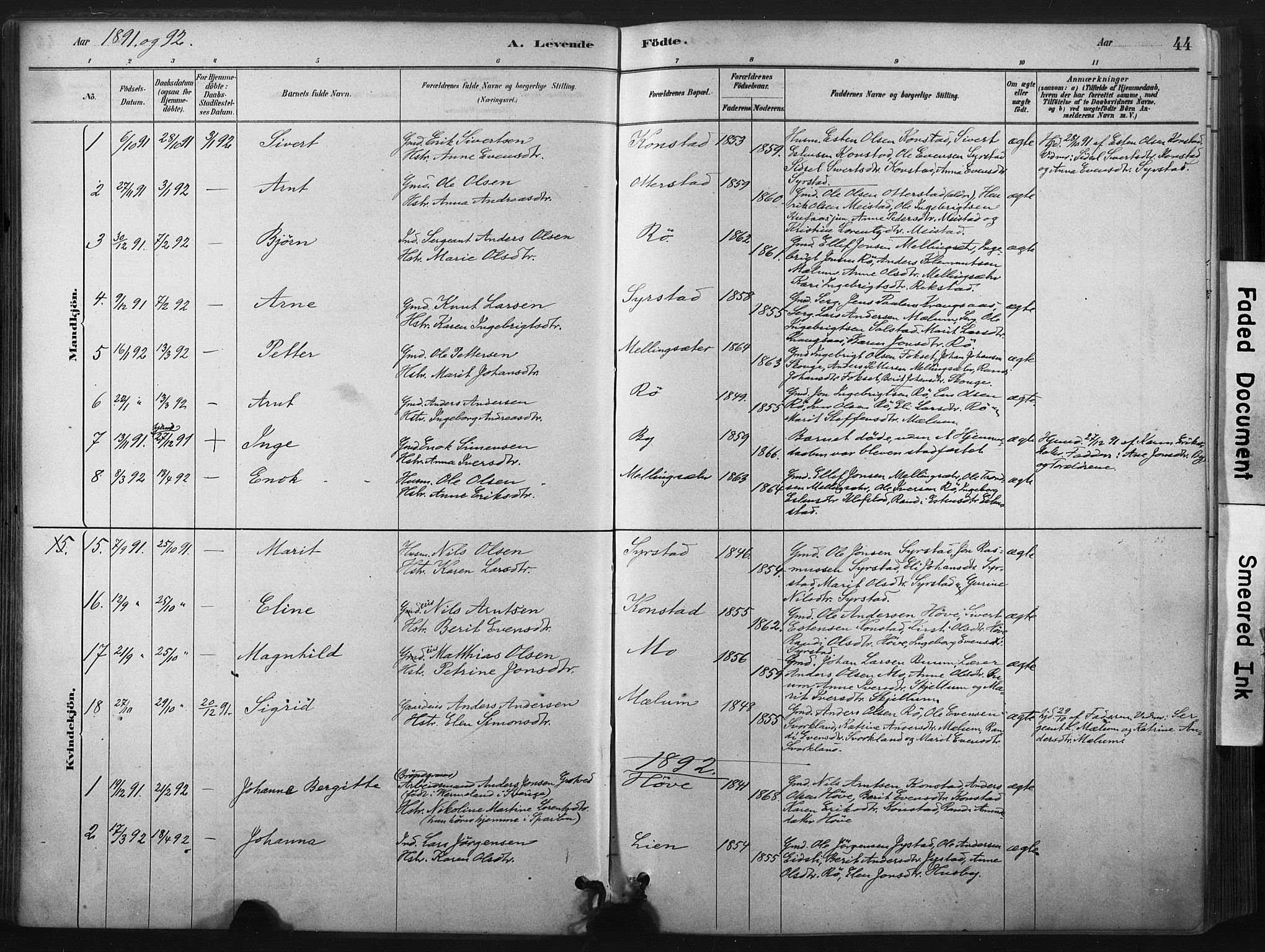 Ministerialprotokoller, klokkerbøker og fødselsregistre - Sør-Trøndelag, AV/SAT-A-1456/667/L0795: Parish register (official) no. 667A03, 1879-1907, p. 44