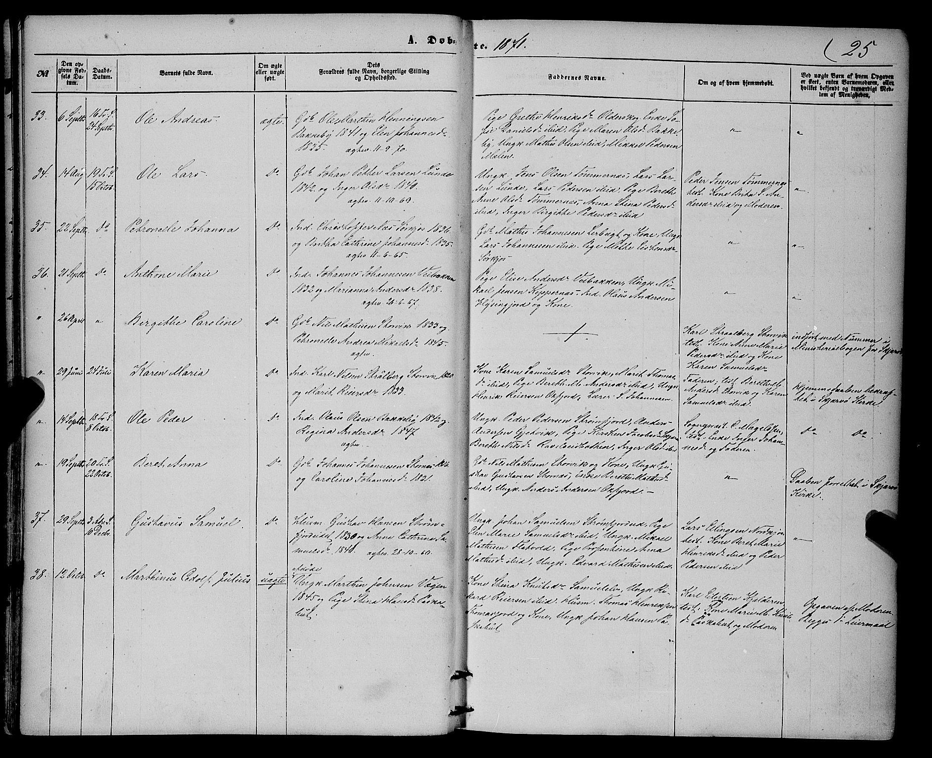 Skjervøy sokneprestkontor, AV/SATØ-S-1300/H/Ha/Haa/L0013kirke: Parish register (official) no. 13, 1863-1877, p. 25