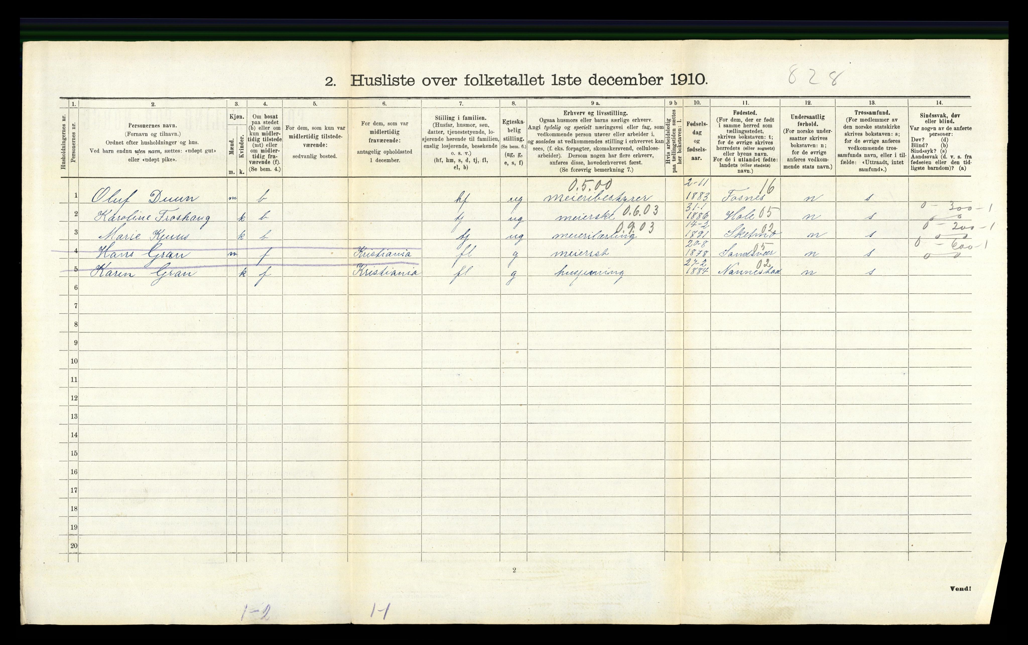 RA, 1910 census for Ullensaker, 1910, p. 352