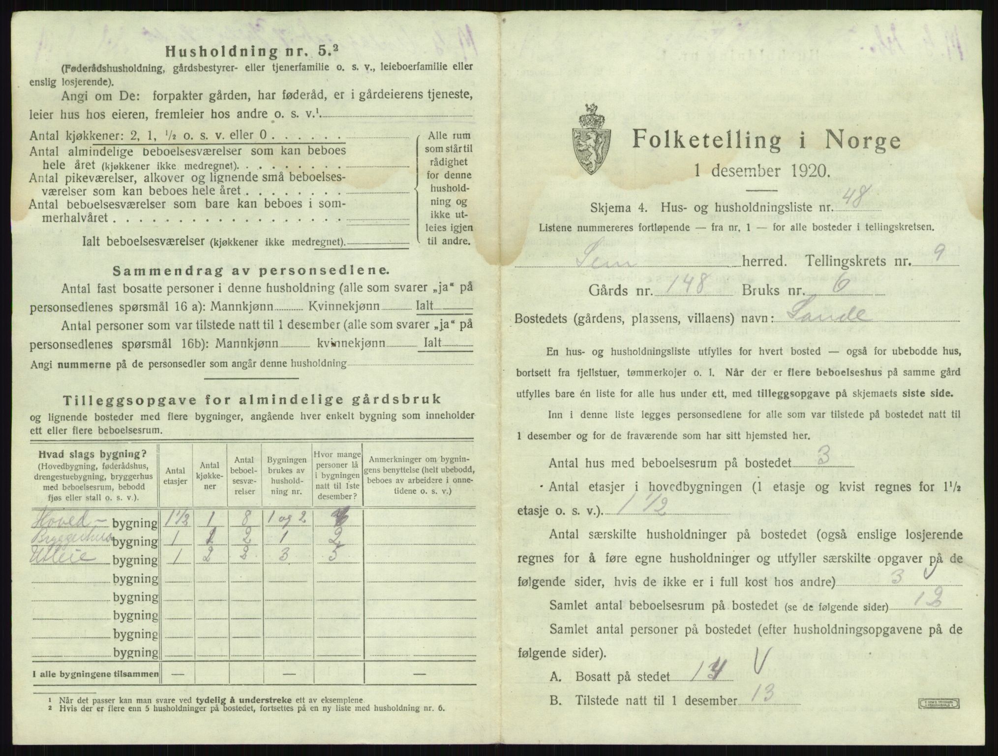 SAKO, 1920 census for Sem, 1920, p. 2050