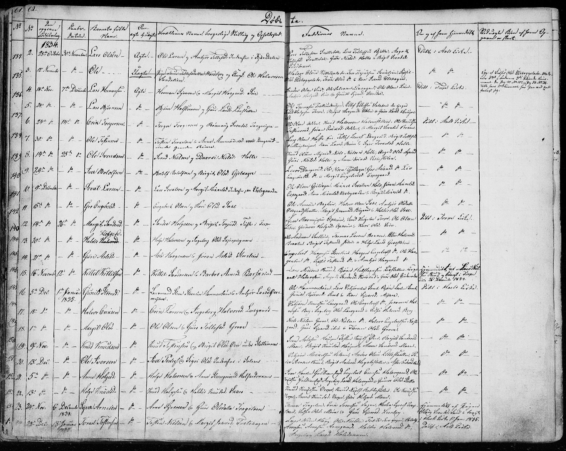Ål kirkebøker, SAKO/A-249/F/Fa/L0005: Parish register (official) no. I 5, 1825-1848, p. 62