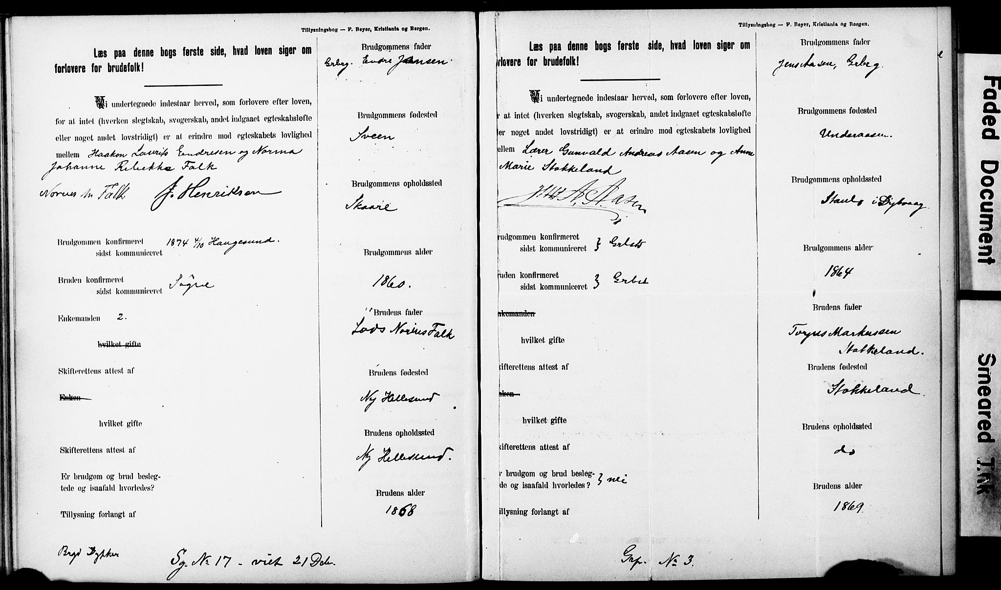 Ullensaker prestekontor Kirkebøker, AV/SAO-A-10236a/H/Ha/L0001: Banns register no. 1, 1892-1910