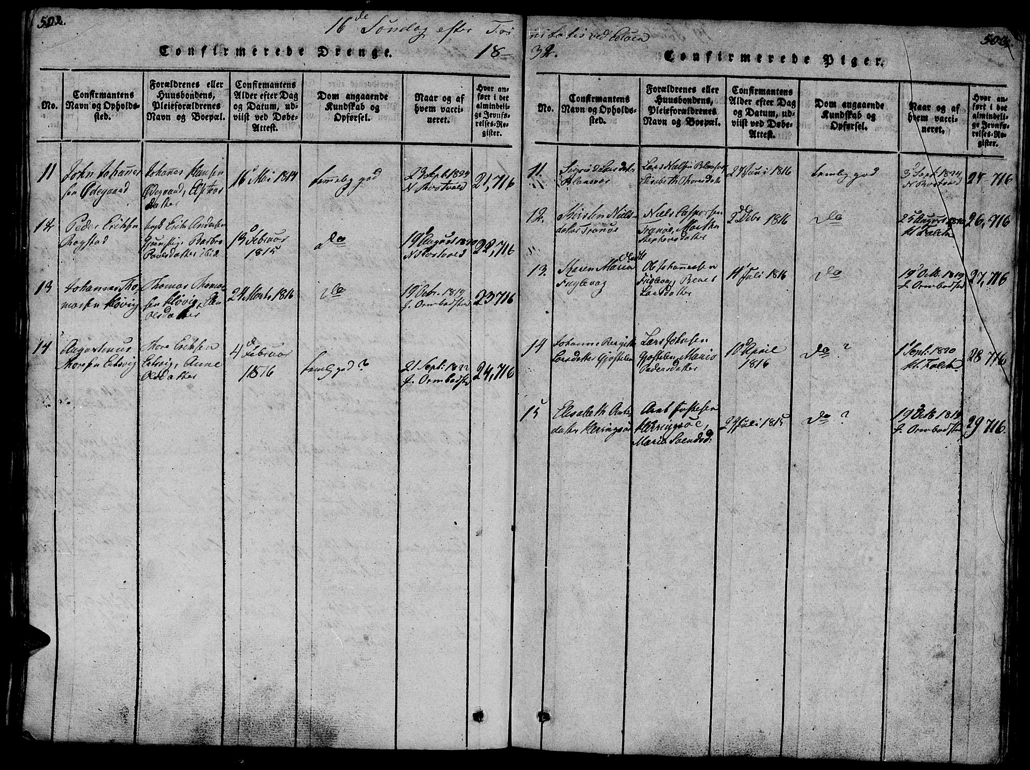 Ministerialprotokoller, klokkerbøker og fødselsregistre - Møre og Romsdal, AV/SAT-A-1454/581/L0933: Parish register (official) no. 581A03 /1, 1819-1836, p. 502-503