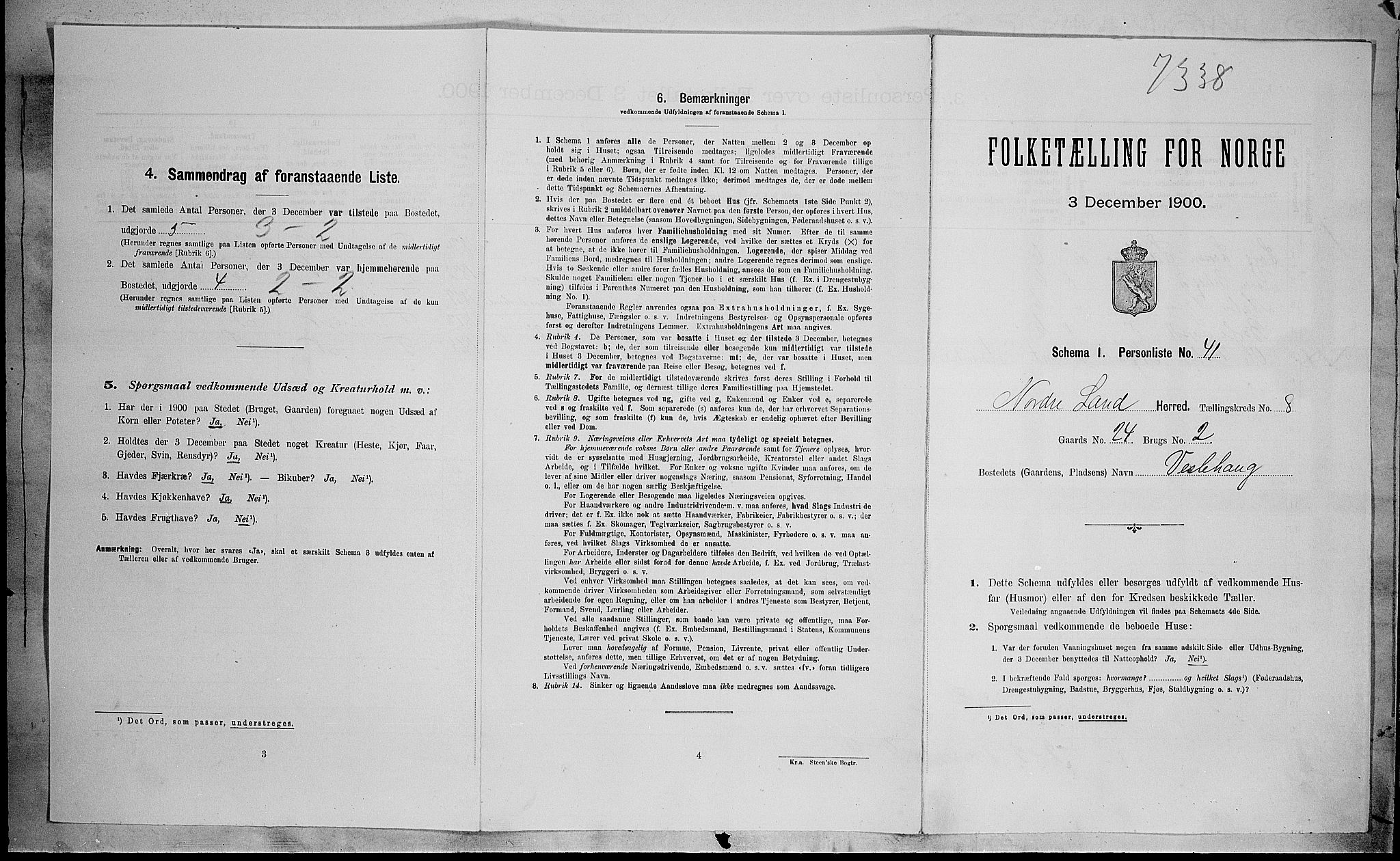 SAH, 1900 census for Nordre Land, 1900, p. 1070