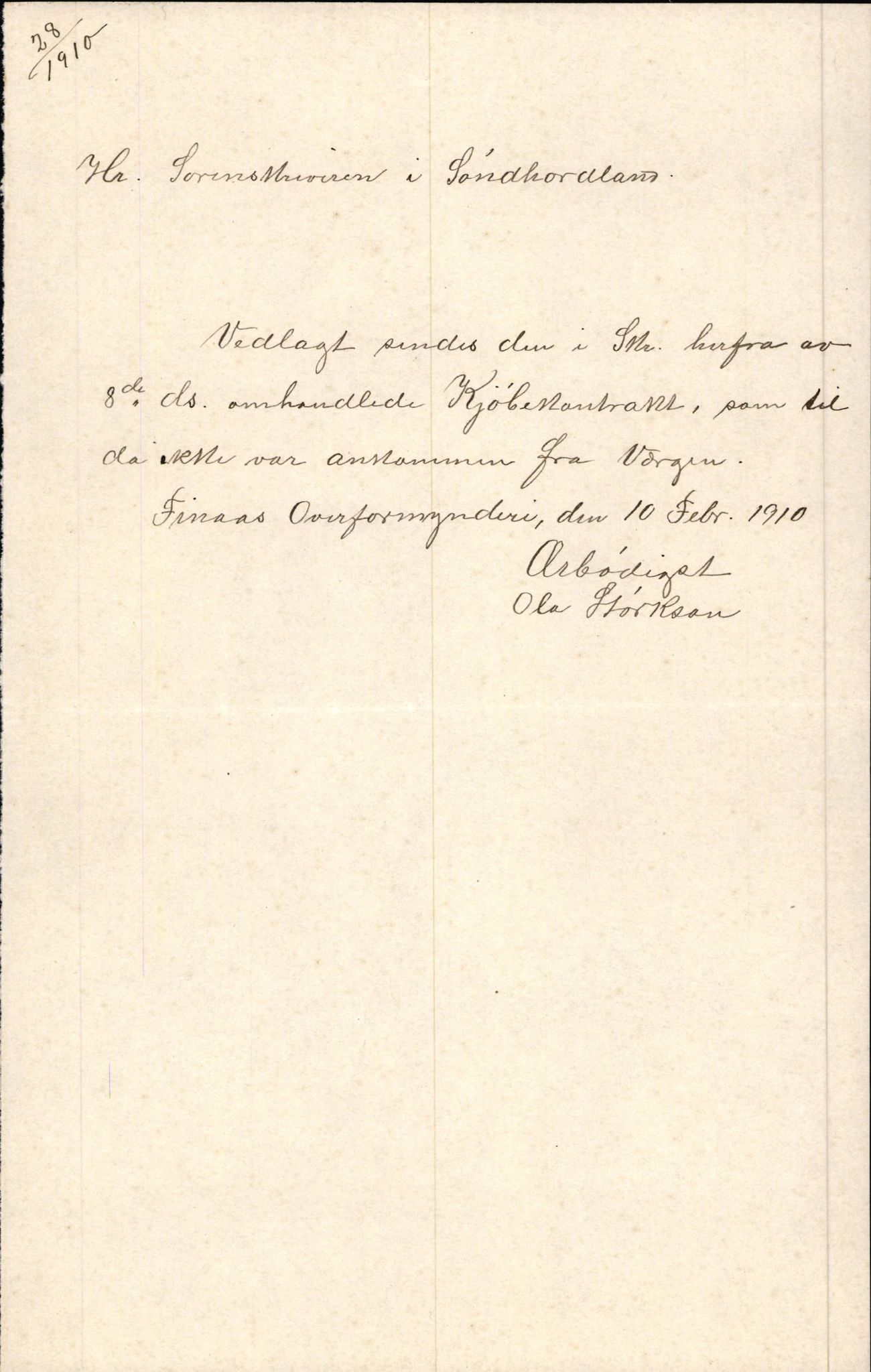 Finnaas kommune. Overformynderiet, IKAH/1218a-812/D/Da/Daa/L0002/0004: Kronologisk ordna korrespondanse / Kronologisk ordna korrespondanse, 1910-1913, p. 3