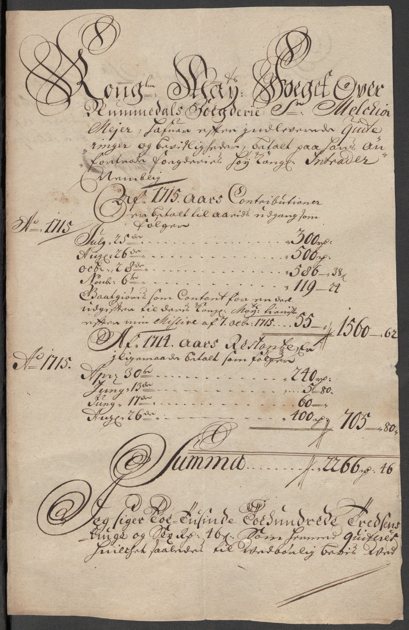 Rentekammeret inntil 1814, Reviderte regnskaper, Fogderegnskap, RA/EA-4092/R64/L4436: Fogderegnskap Namdal, 1715, p. 240